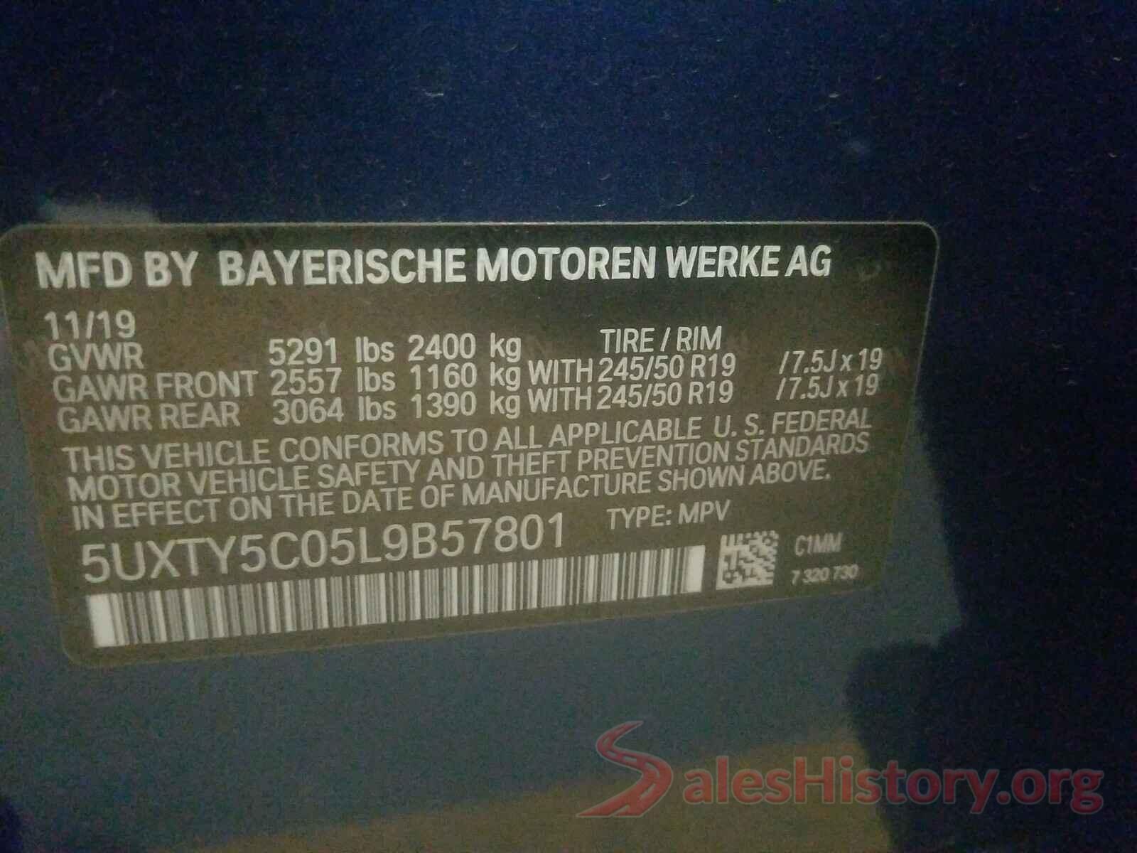 5UXTY5C05L9B57801 2020 BMW X3