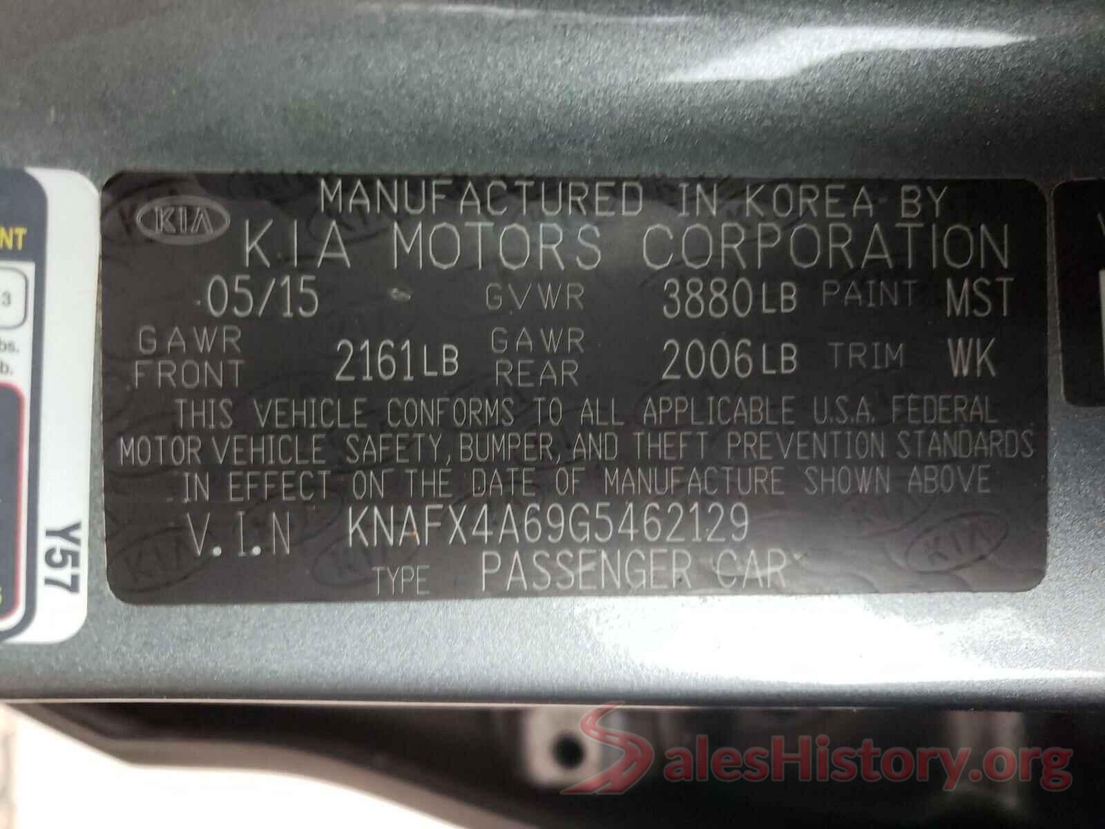 KNAFX4A69G5462129 2016 KIA FORTE