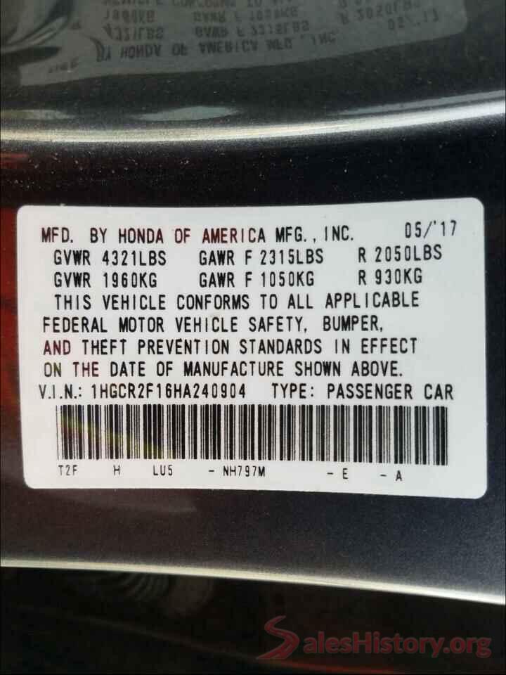 1HGCR2F16HA240904 2017 HONDA ACCORD