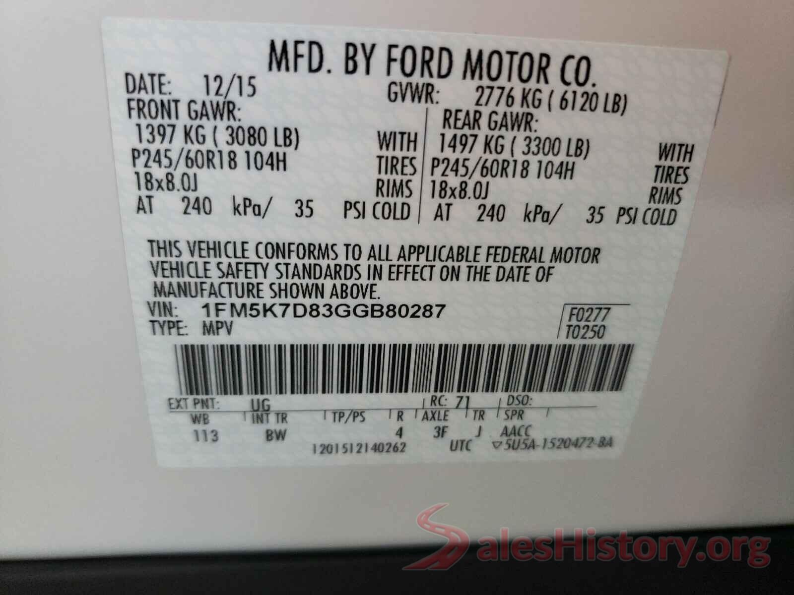 1FM5K7D83GGB80287 2016 FORD EXPLORER