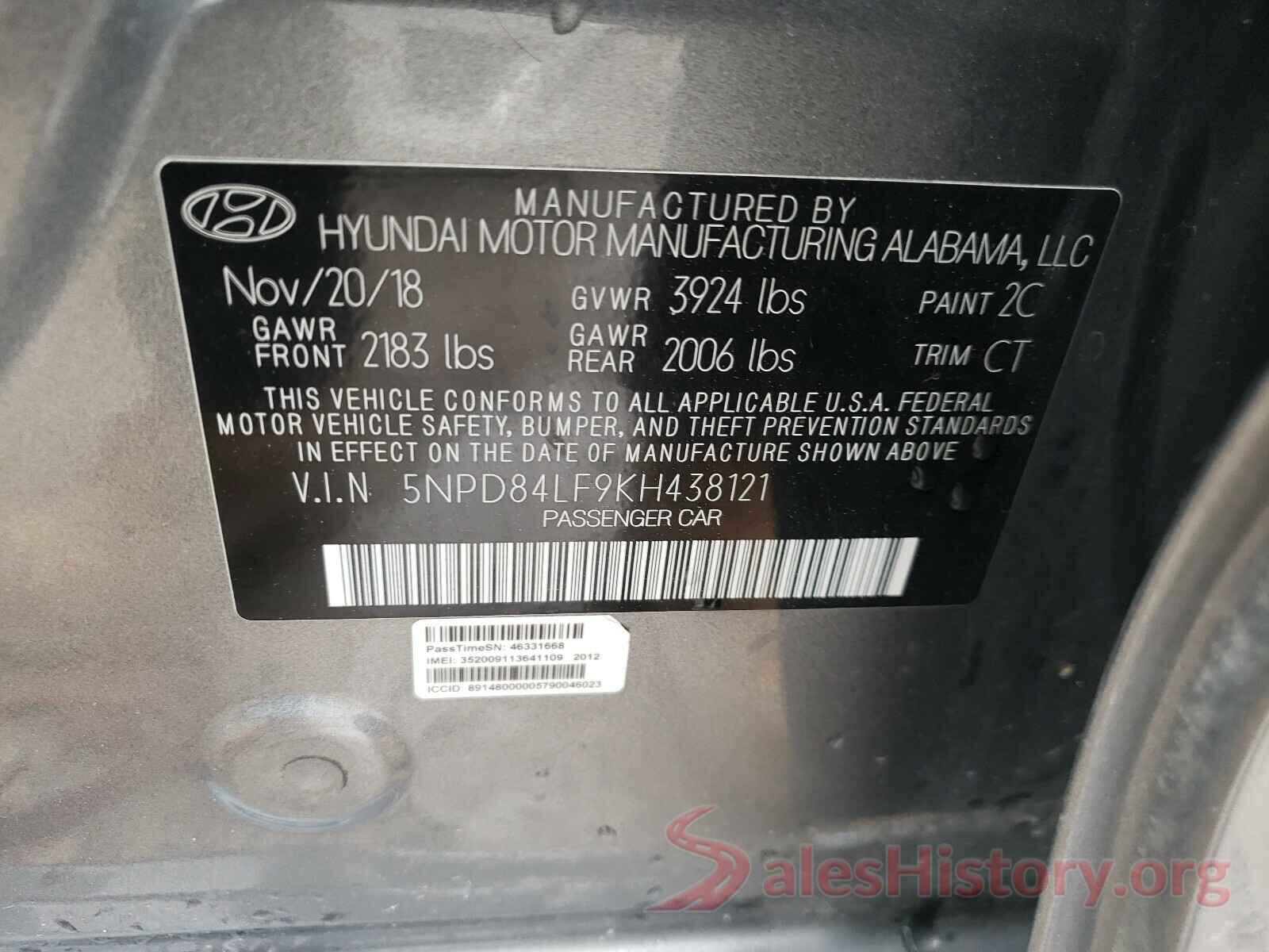 5NPD84LF9KH438121 2019 HYUNDAI ELANTRA