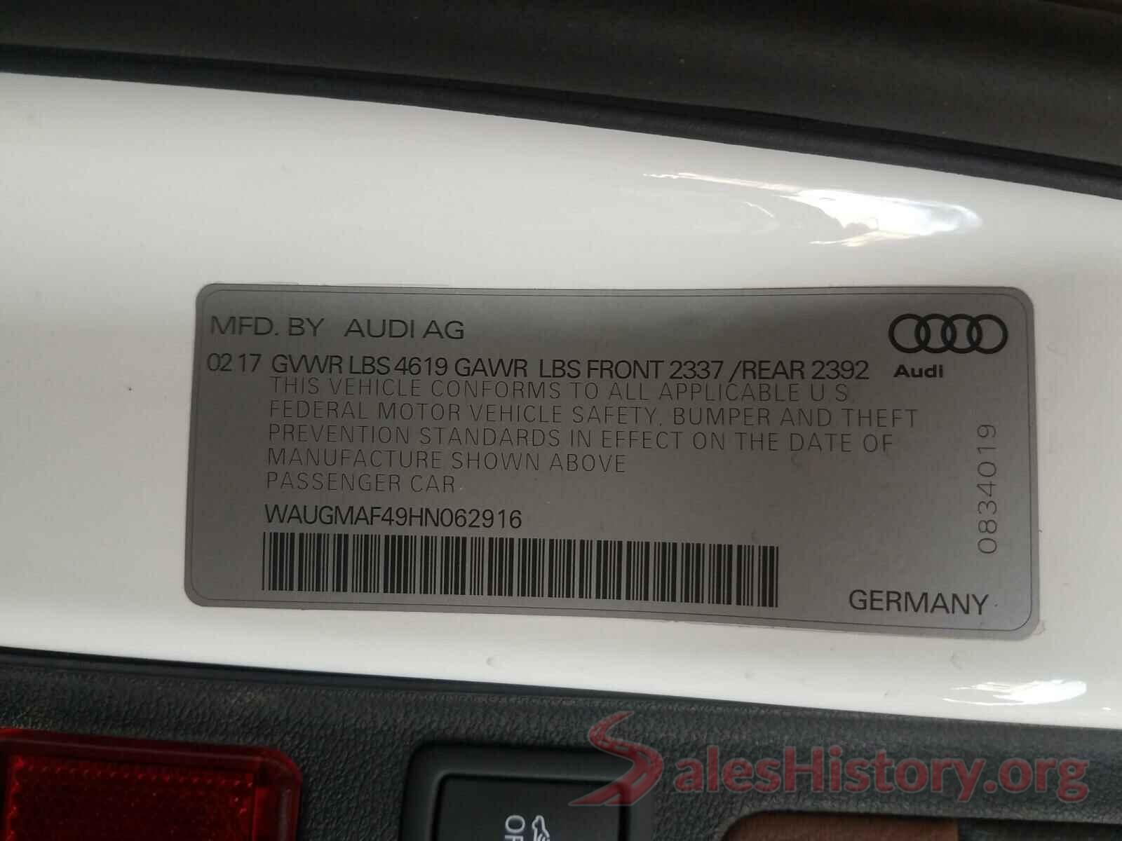 WAUGMAF49HN062916 2017 AUDI A4