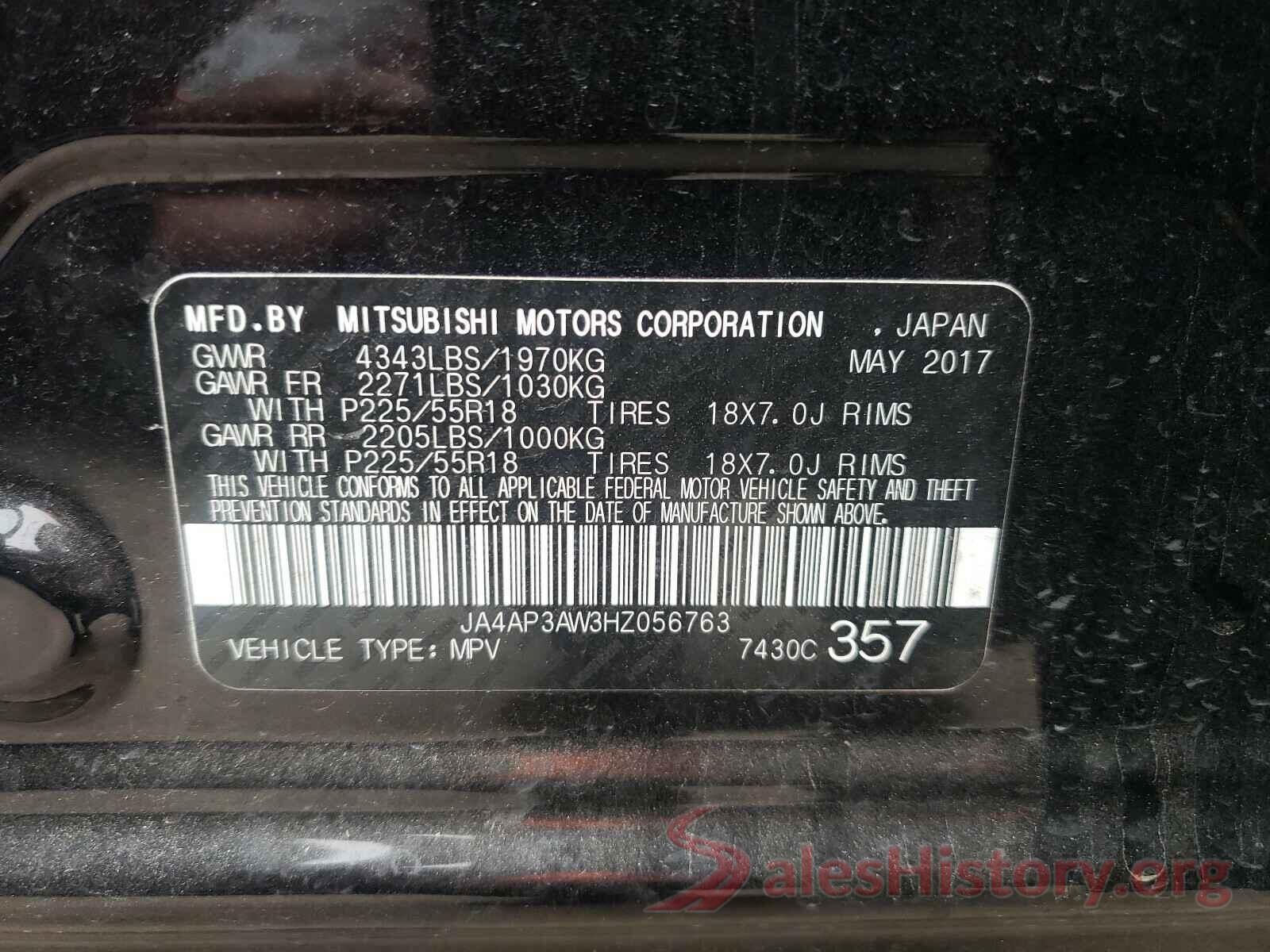 JA4AP3AW3HZ056763 2017 MITSUBISHI OUTLANDER