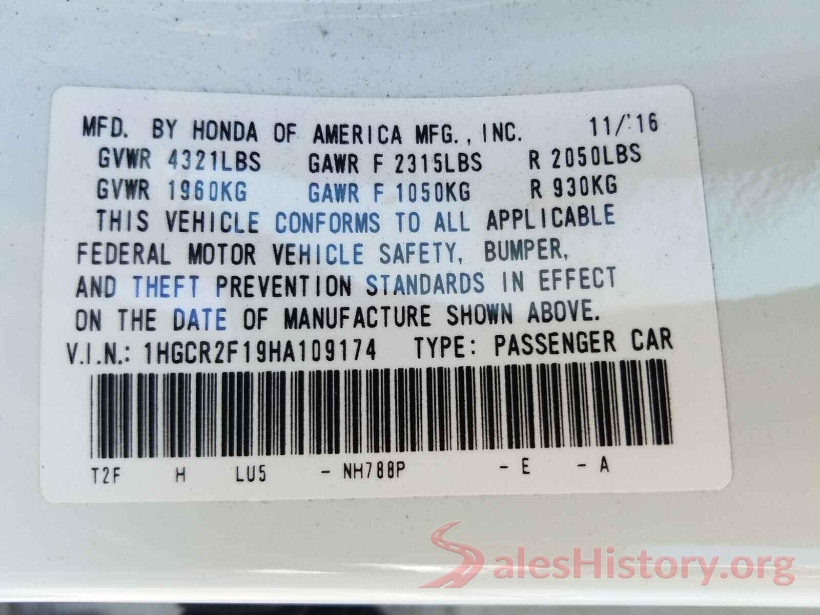 1HGCR2F19HA109174 2017 HONDA ACCORD