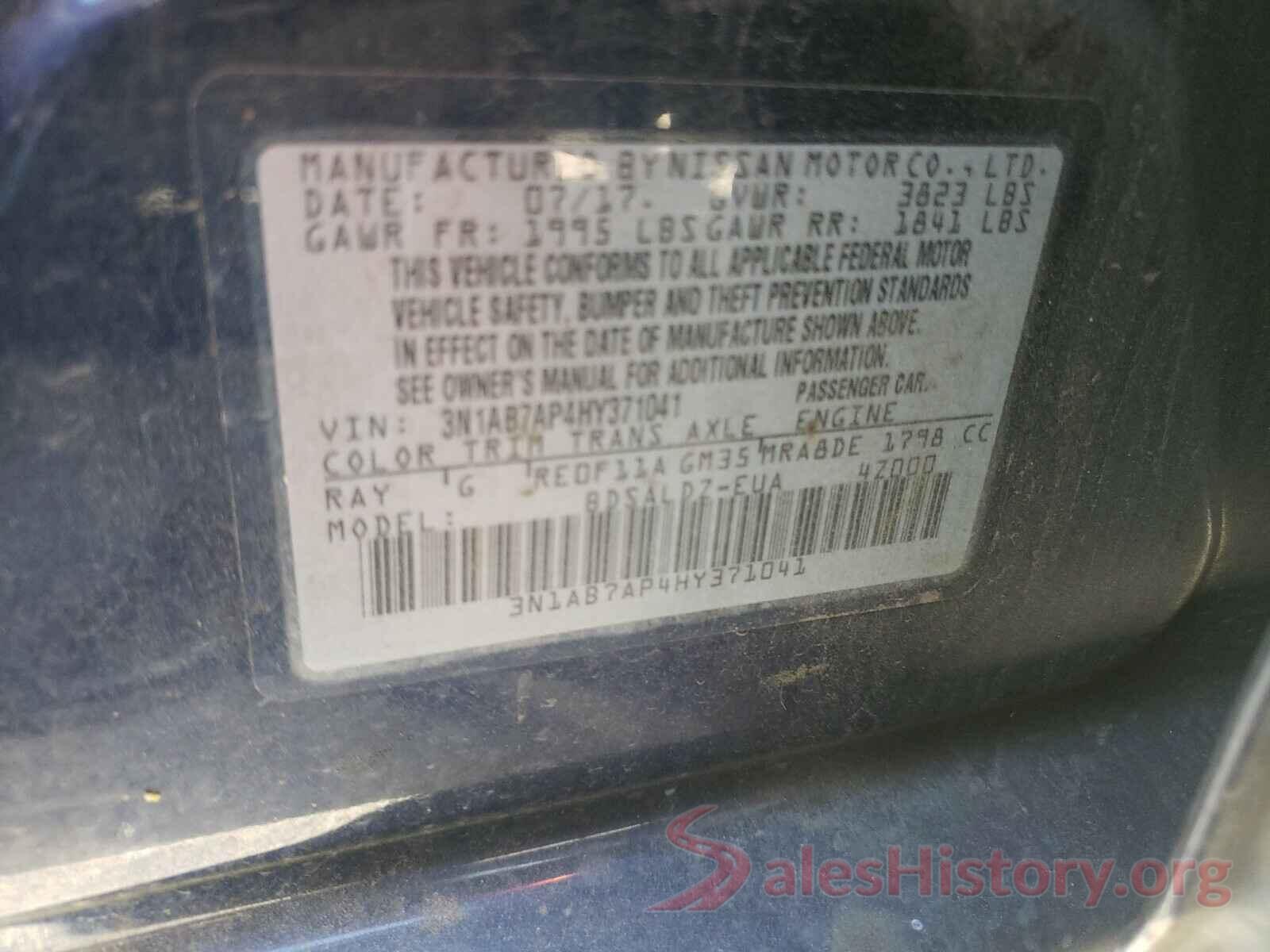 3N1AB7AP4HY371041 2017 NISSAN SENTRA