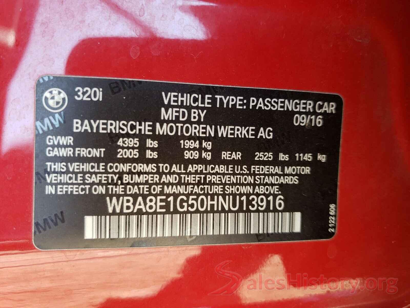 WBA8E1G50HNU13916 2017 BMW 3 SERIES