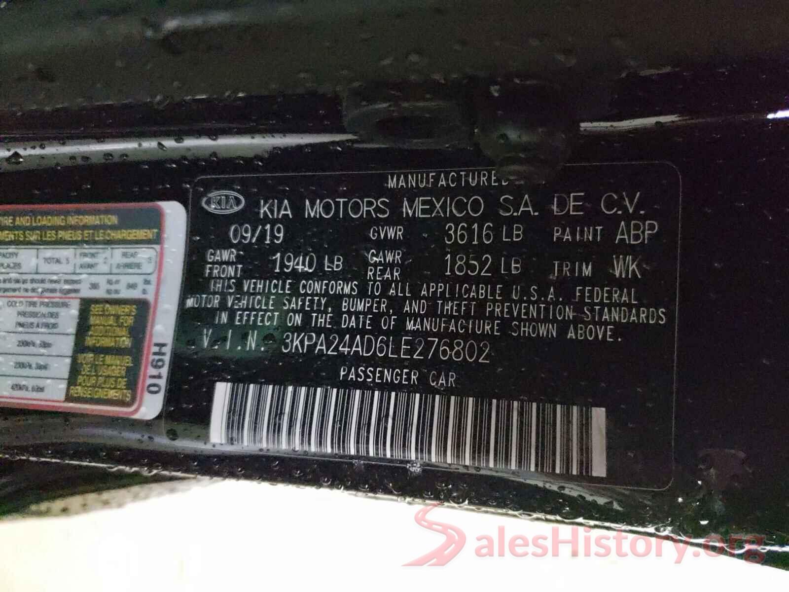 3KPA24AD6LE276802 2020 KIA RIO