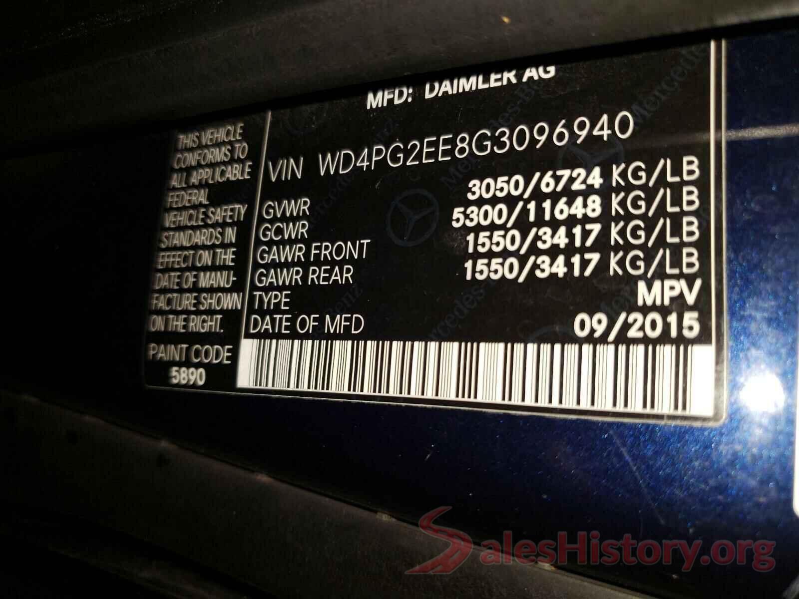 WD4PG2EE8G3096940 2016 MERCEDES-BENZ ALL OTHER