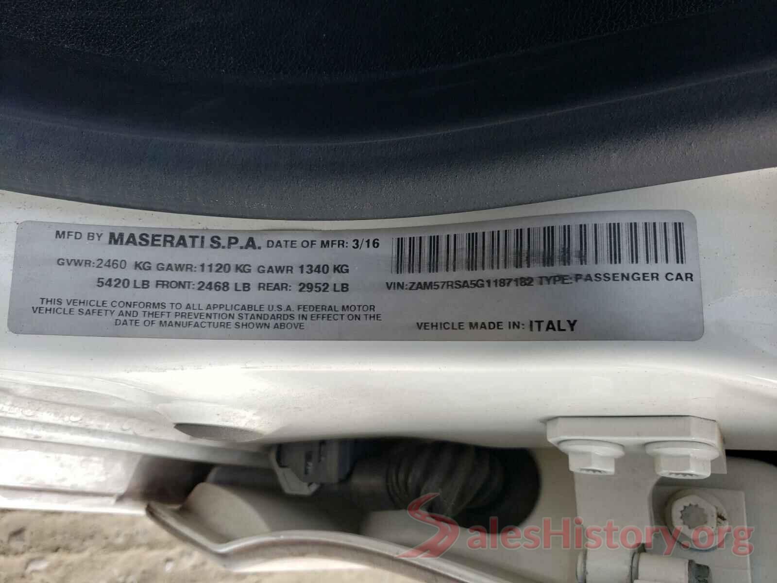 ZAM57RSA5G1187182 2016 MASERATI ALL MODELS