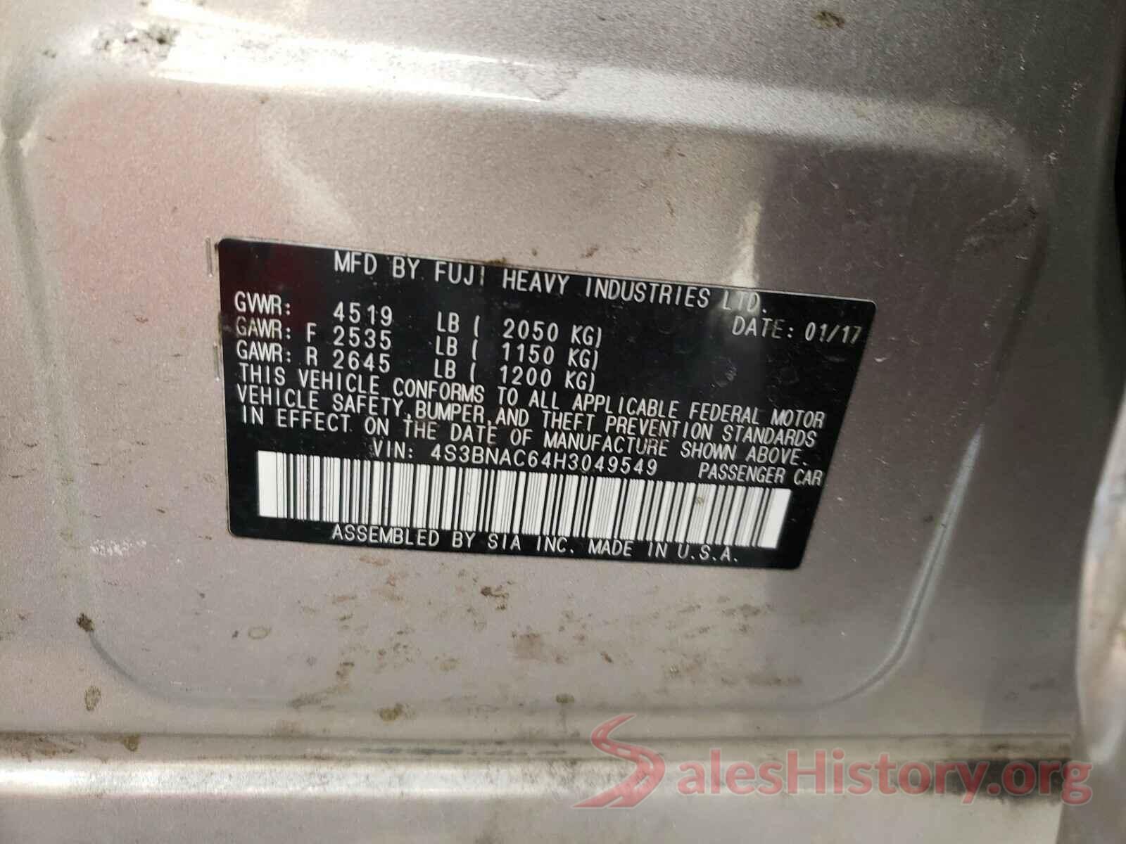 4S3BNAC64H3049549 2017 SUBARU LEGACY