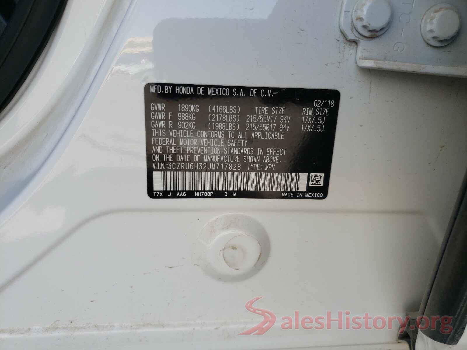 3CZRU6H32JM717828 2018 HONDA HR-V