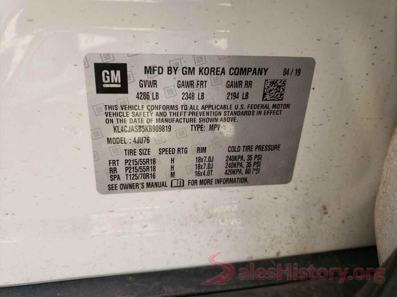 KL4CJASB5KB909819 2019 BUICK ENCORE