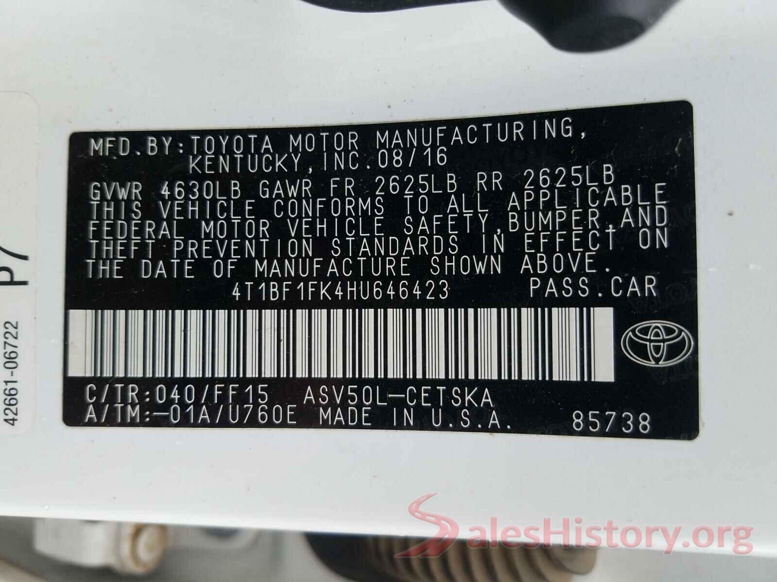 4T1BF1FK4HU646423 2017 TOYOTA CAMRY