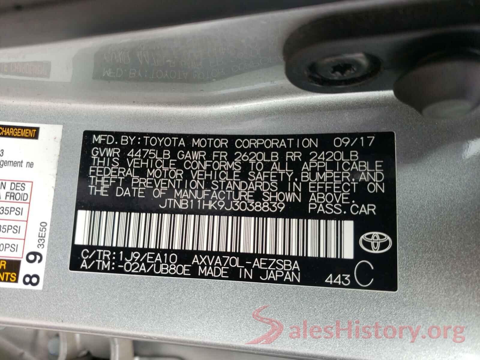 JTNB11HK9J3038839 2018 TOYOTA CAMRY