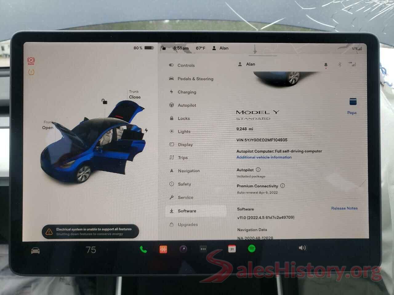 5YJYGDED2MF104935 2021 TESLA MODEL Y