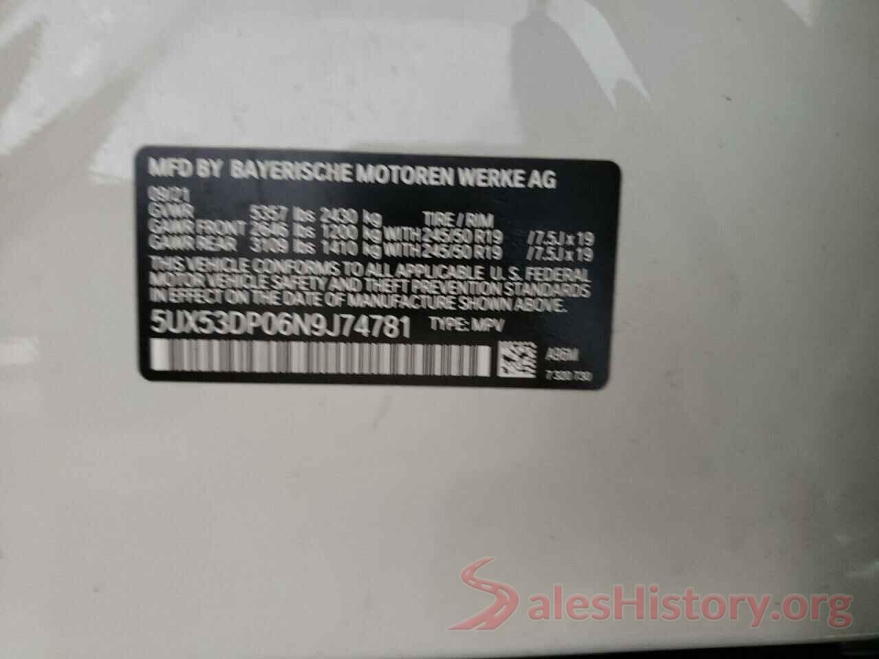 5UX53DP06N9J74781 2022 BMW X3