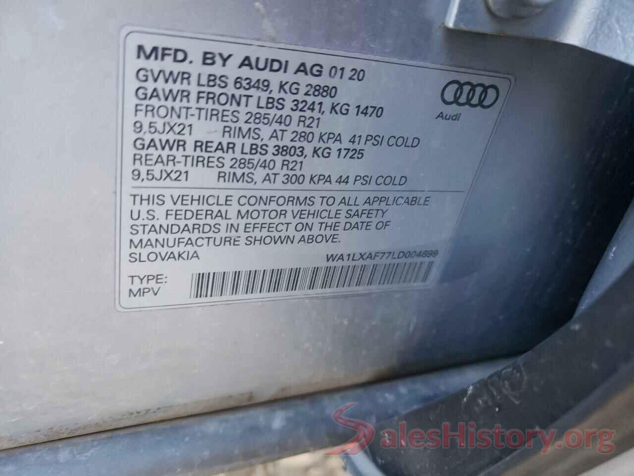 WA1LXAF77LD004699 2020 AUDI Q7