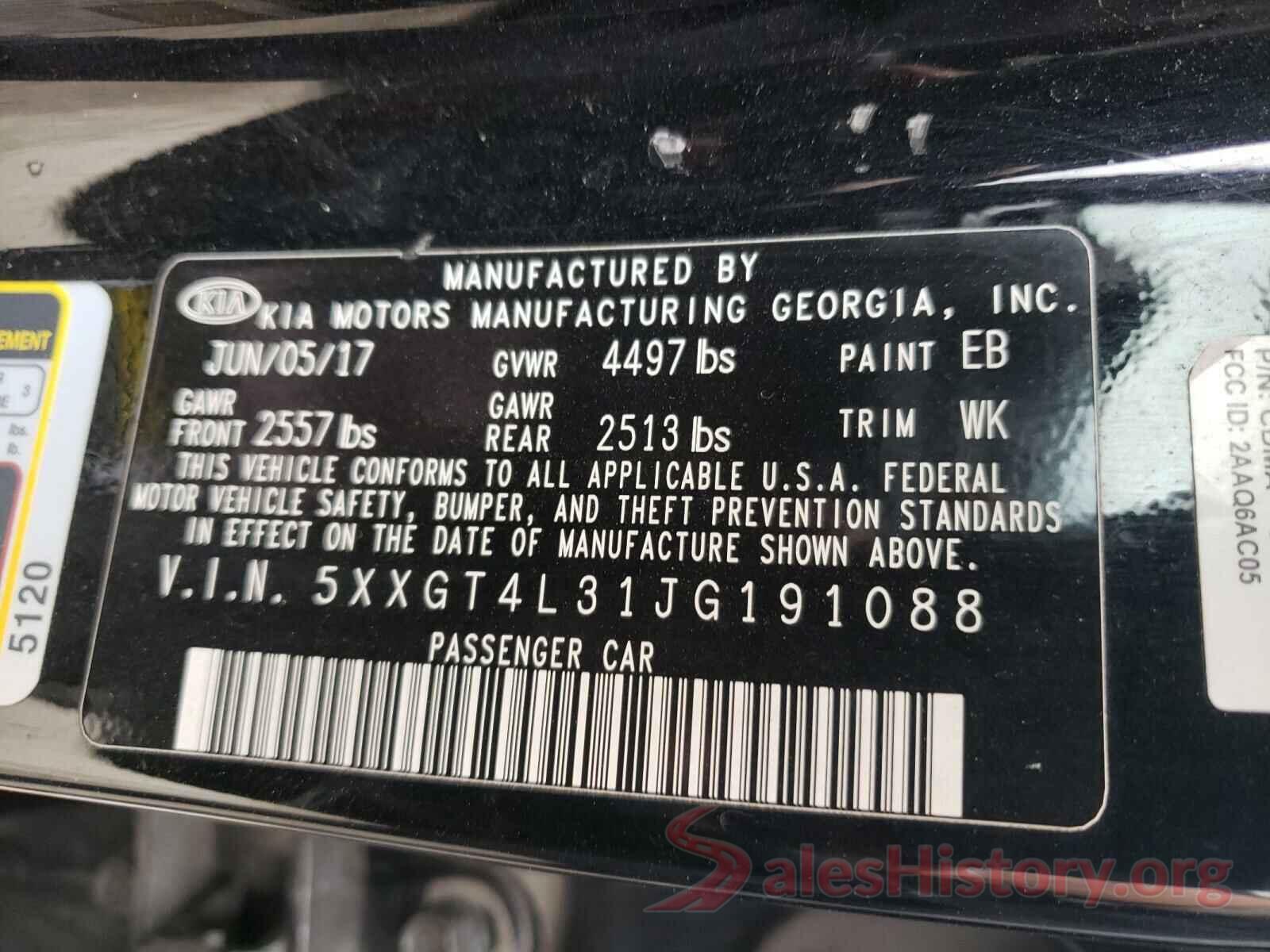 5XXGT4L31JG191088 2018 KIA OPTIMA