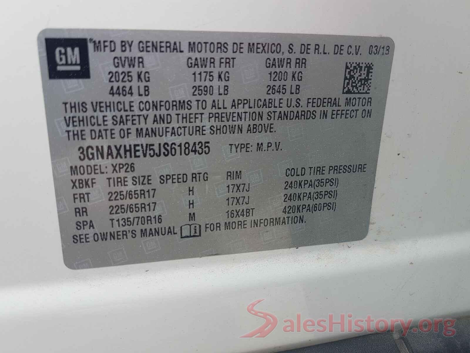 3GNAXHEV5JS618435 2018 CHEVROLET EQUINOX