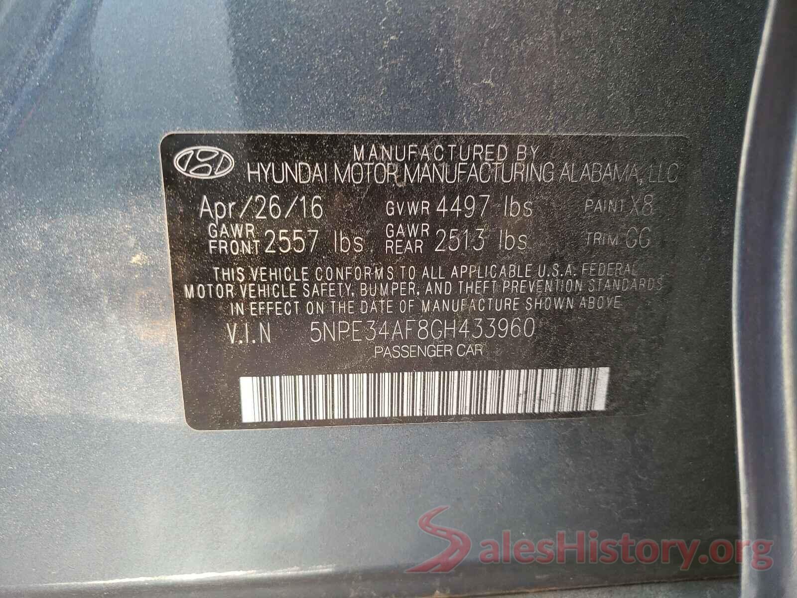 5NPE34AF8GH433960 2016 HYUNDAI SONATA