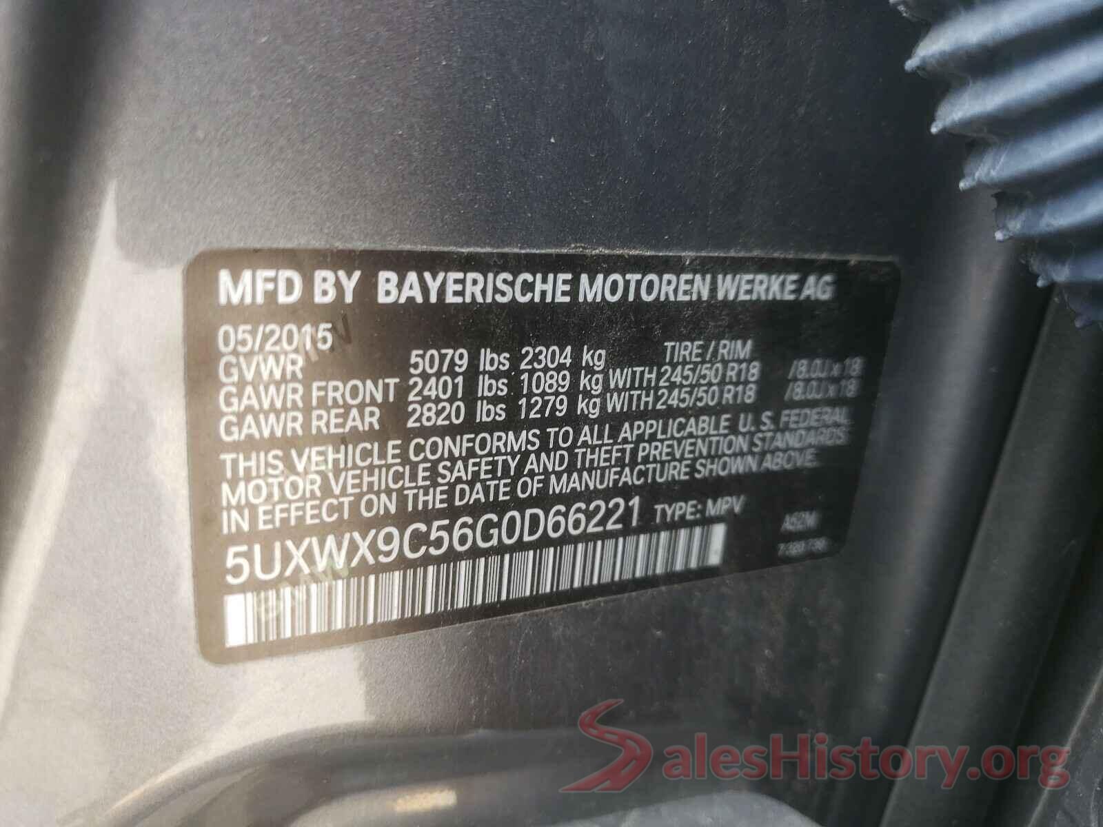 5UXWX9C56G0D66221 2016 BMW X3