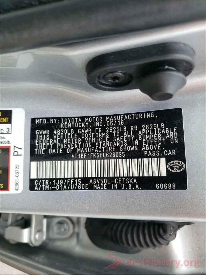 4T1BF1FK5HU626035 2017 TOYOTA CAMRY