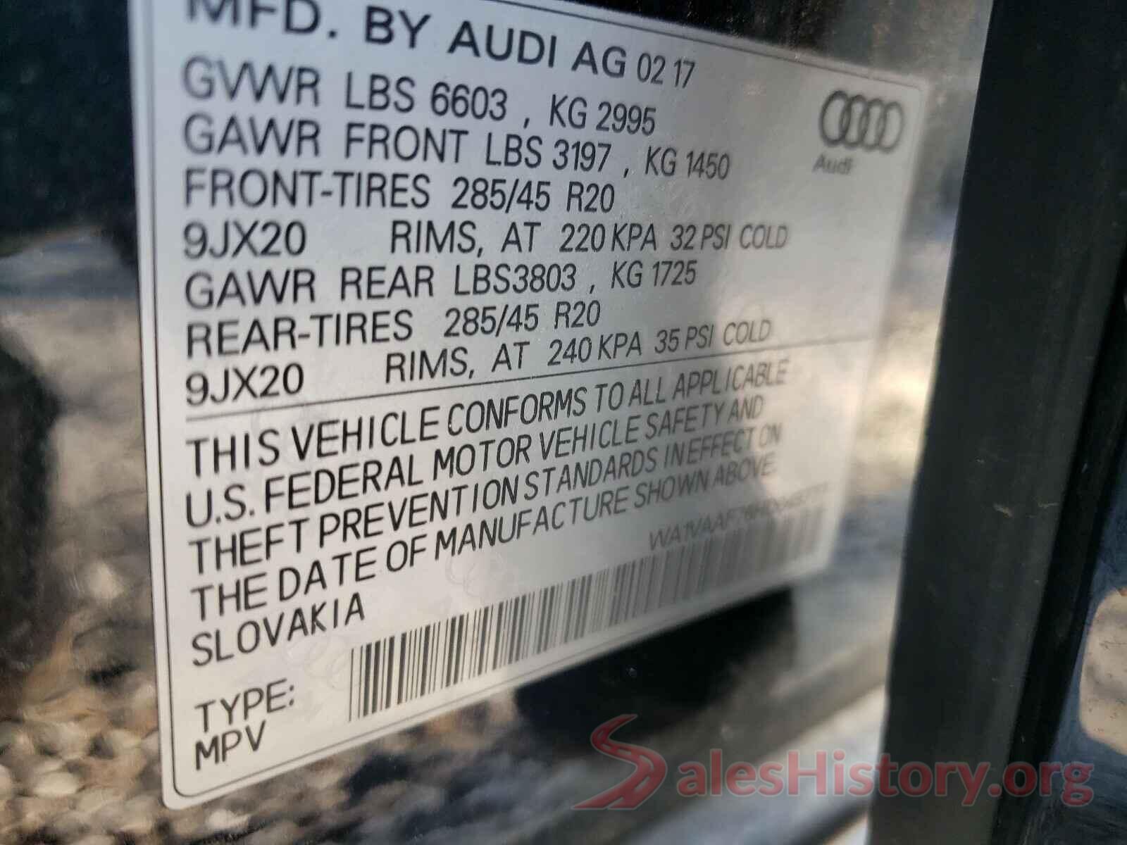 WA1VAAF76HD045777 2017 AUDI Q7