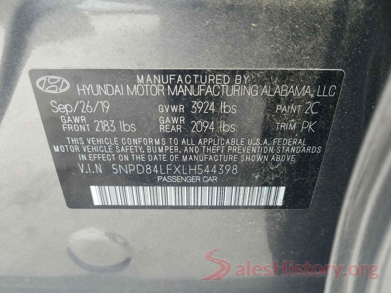 5NPD84LFXLH544398 2020 HYUNDAI ELANTRA