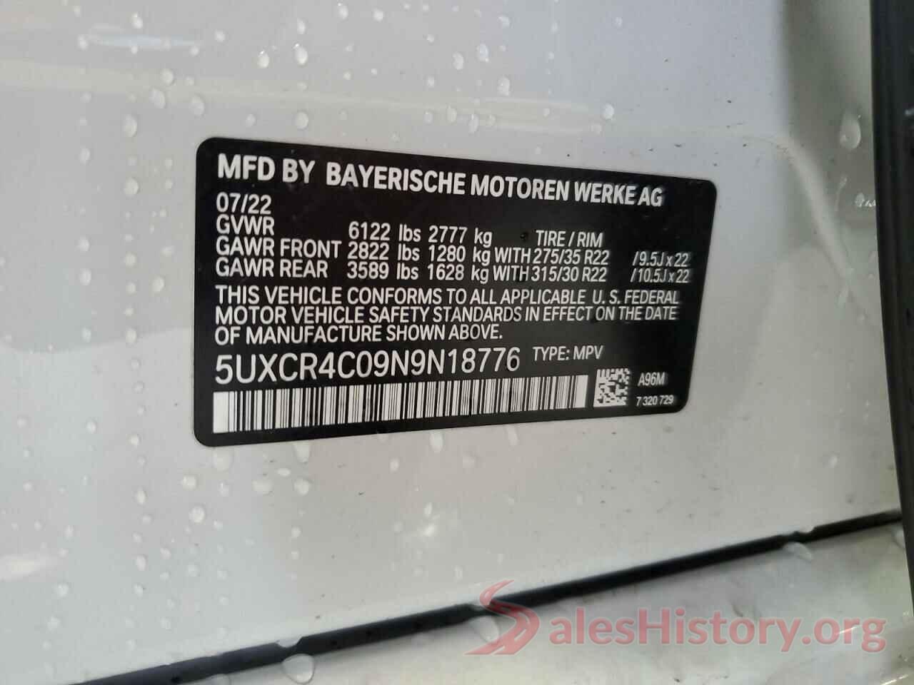 5UXCR4C09N9N18776 2022 BMW X5