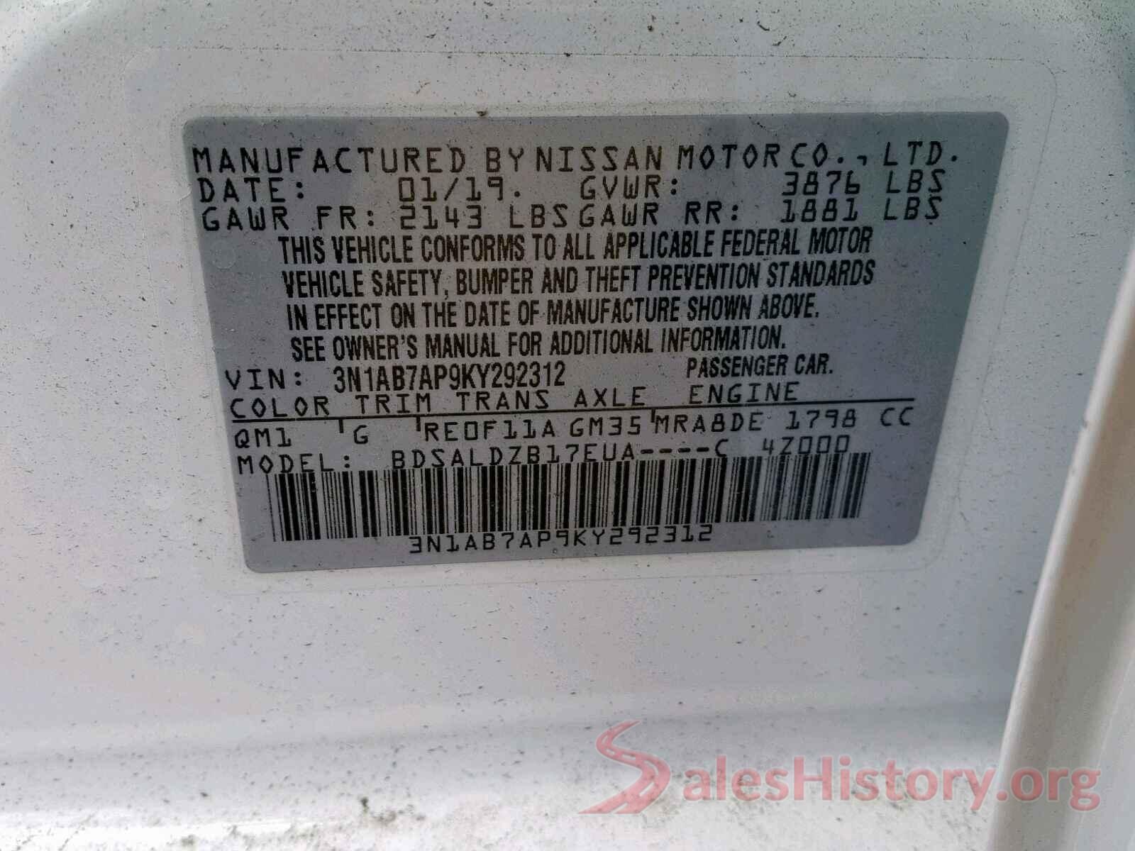 3N1AB7AP9KY292312 2019 NISSAN SENTRA