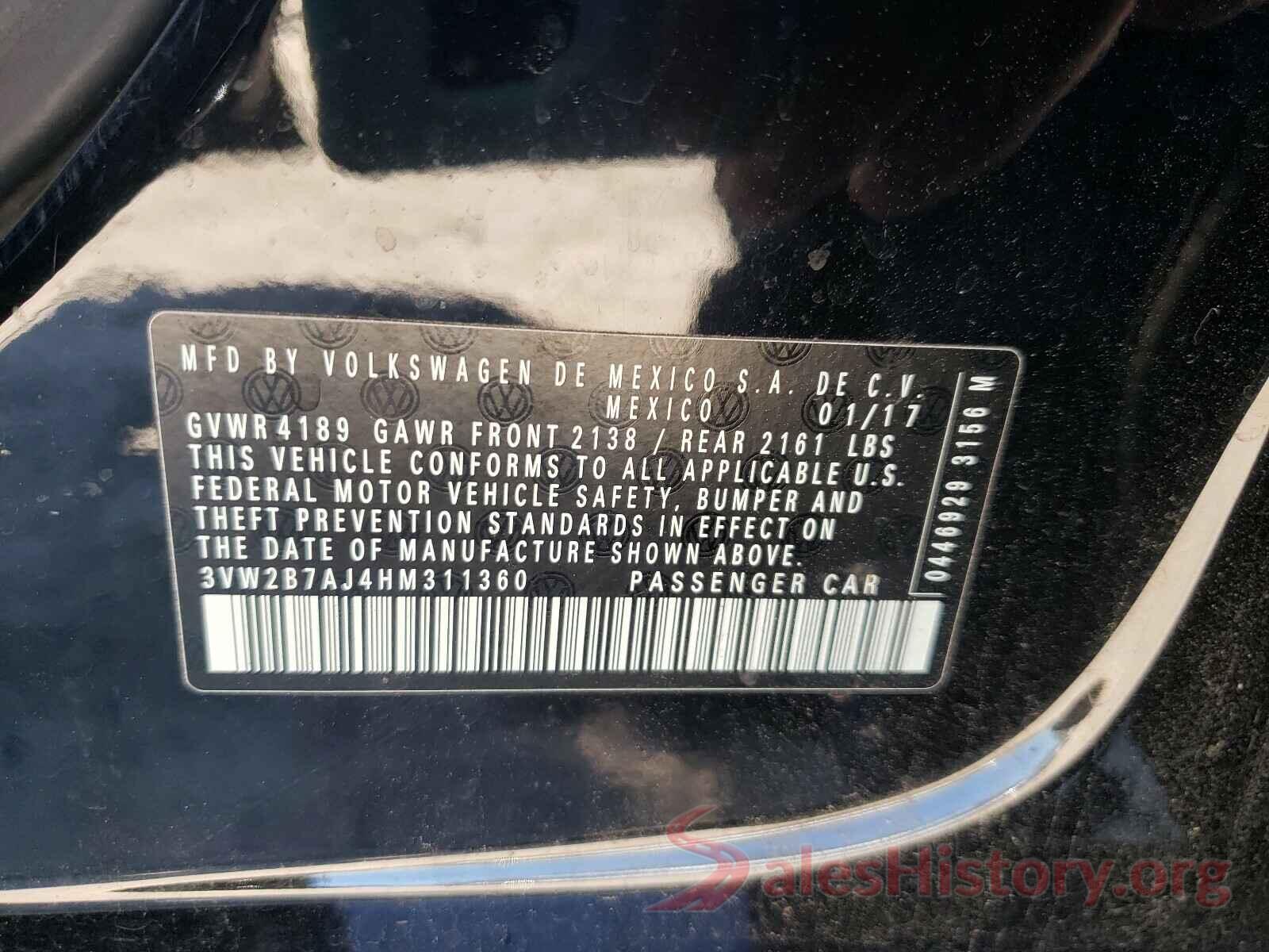 3VW2B7AJ4HM311360 2017 VOLKSWAGEN JETTA