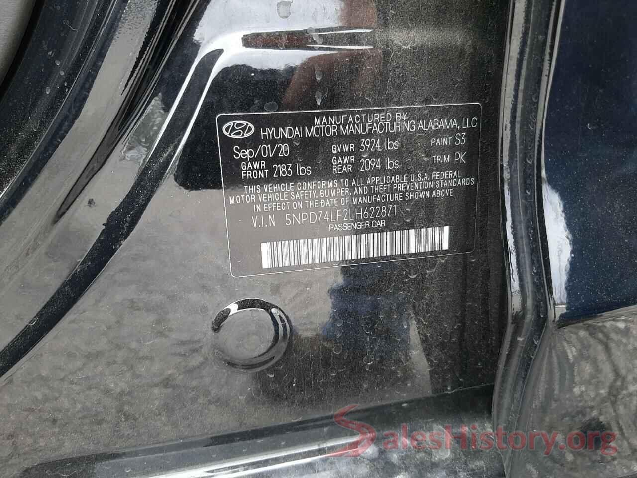 5NPD74LF2LH622871 2020 HYUNDAI ELANTRA