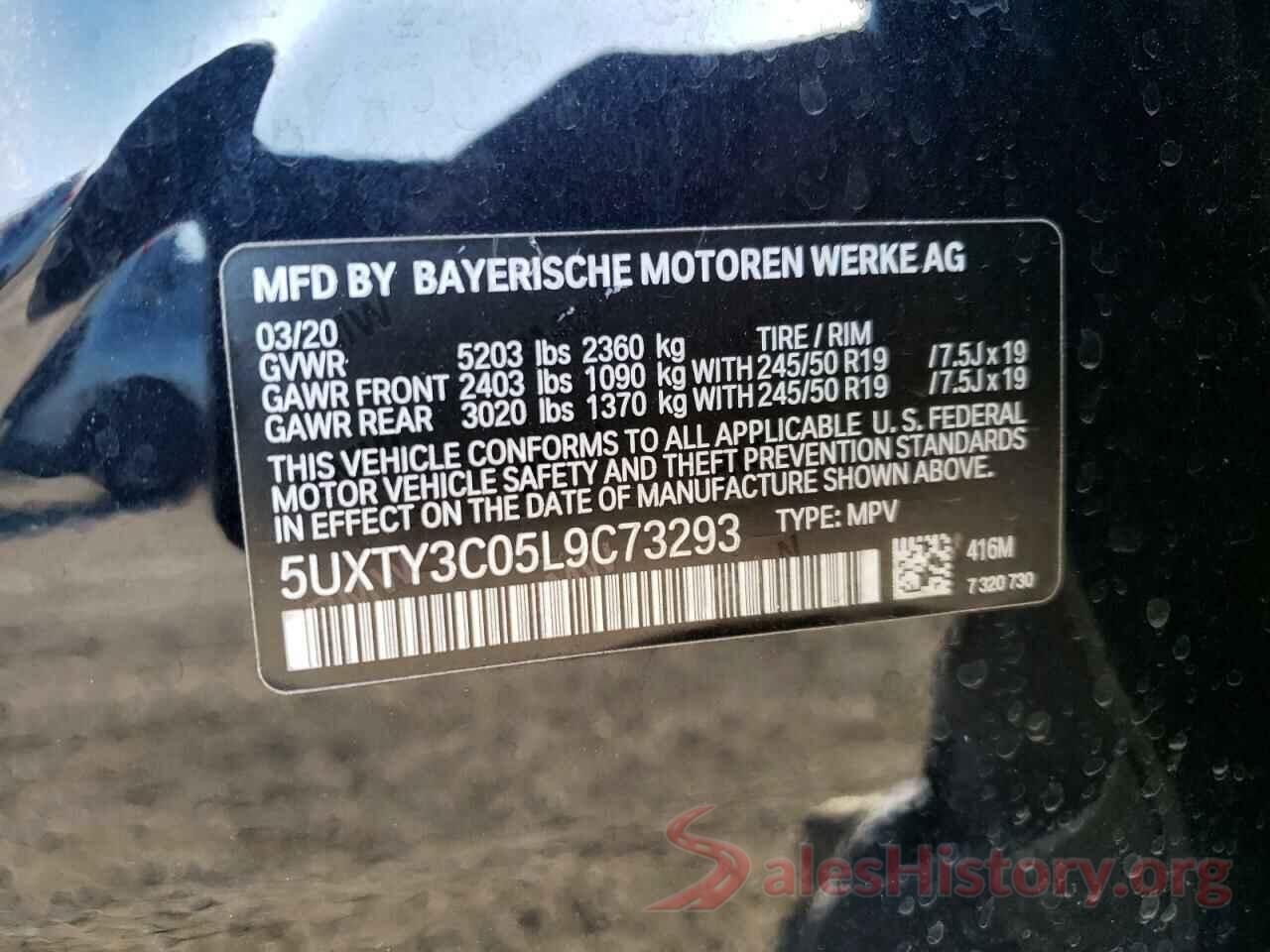 5UXTY3C05L9C73293 2020 BMW X3