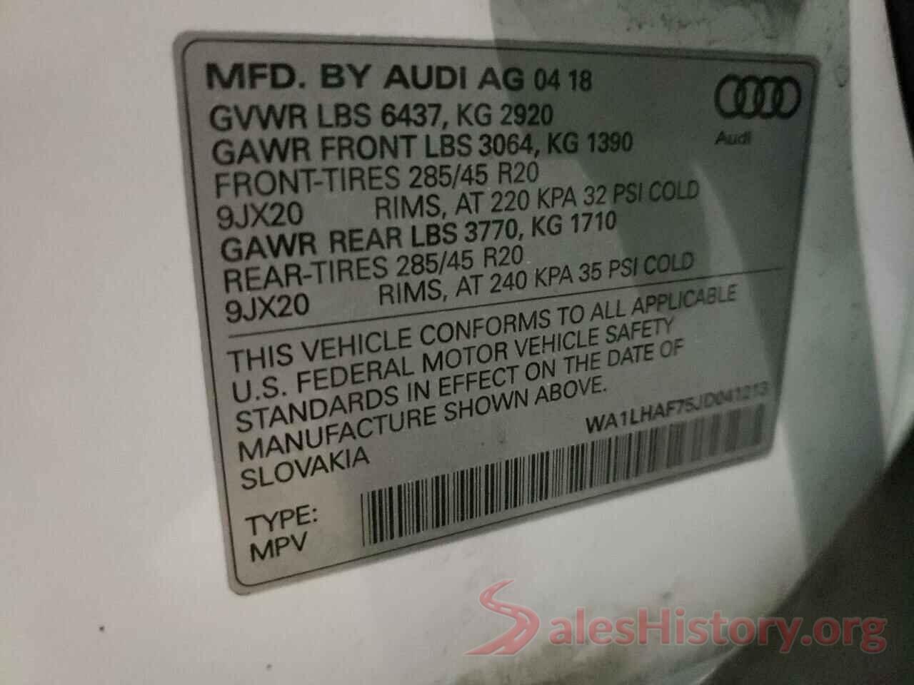 WA1LHAF75JD041213 2018 AUDI Q7