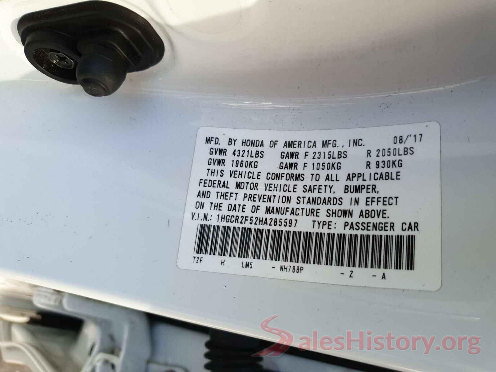 1HGCR2F52HA285597 2017 HONDA ACCORD