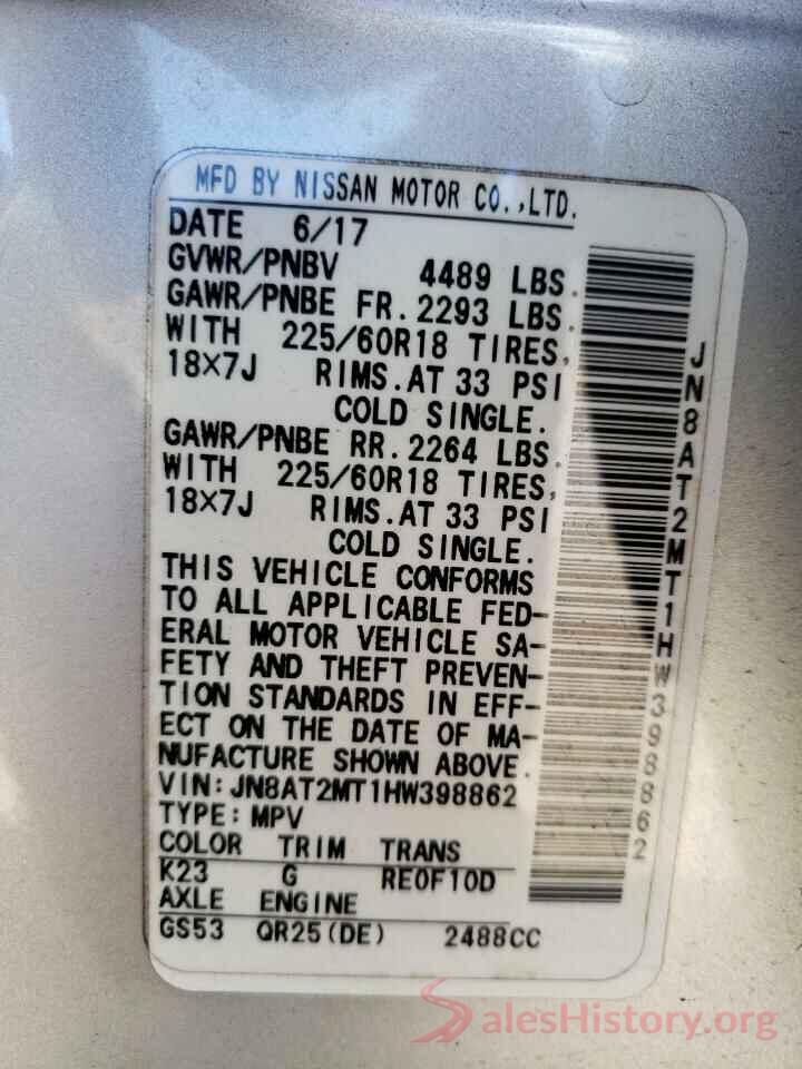 JN8AT2MT1HW398862 2017 NISSAN ROGUE