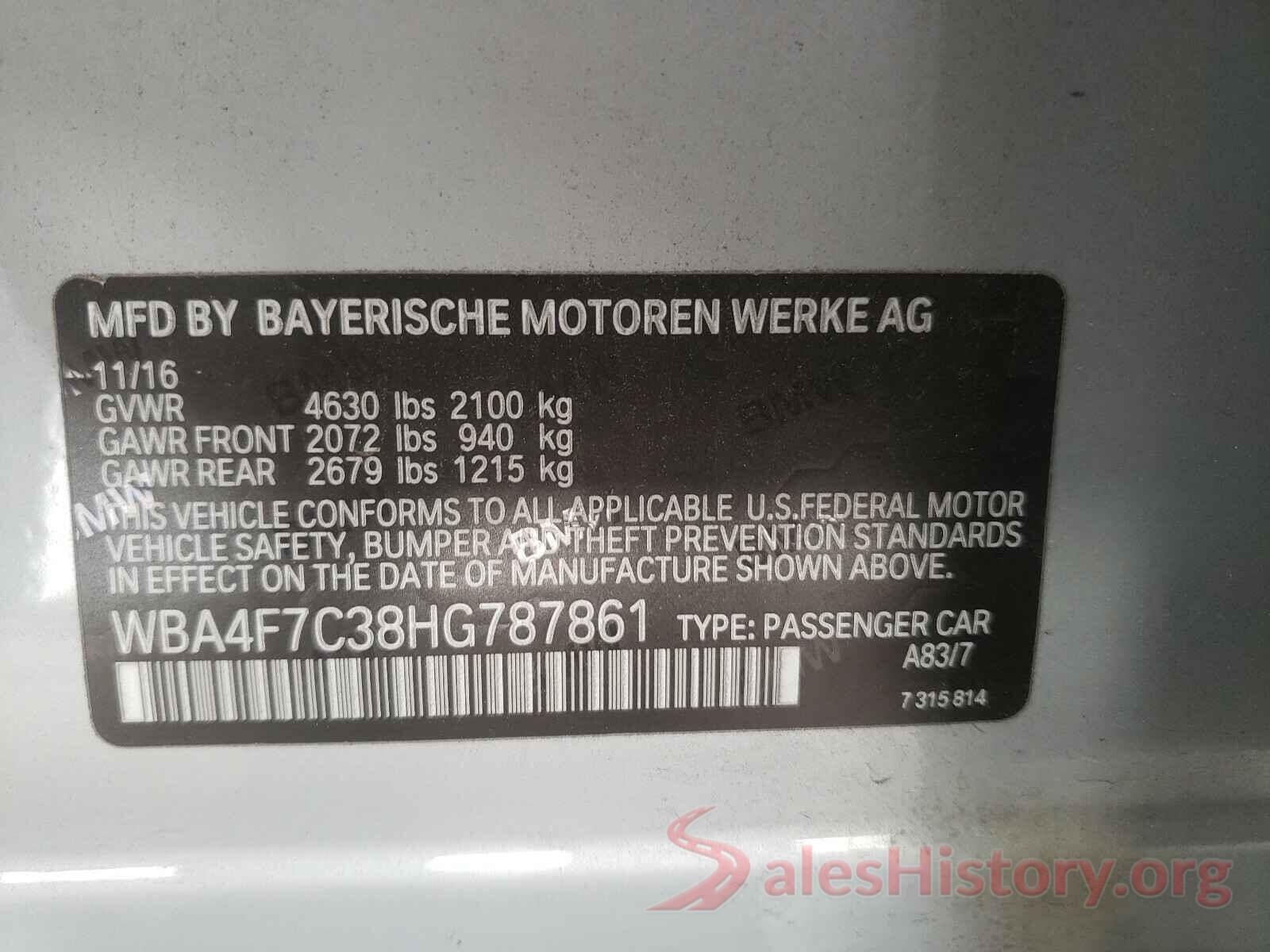 WBA4F7C38HG787861 2017 BMW 4 SERIES