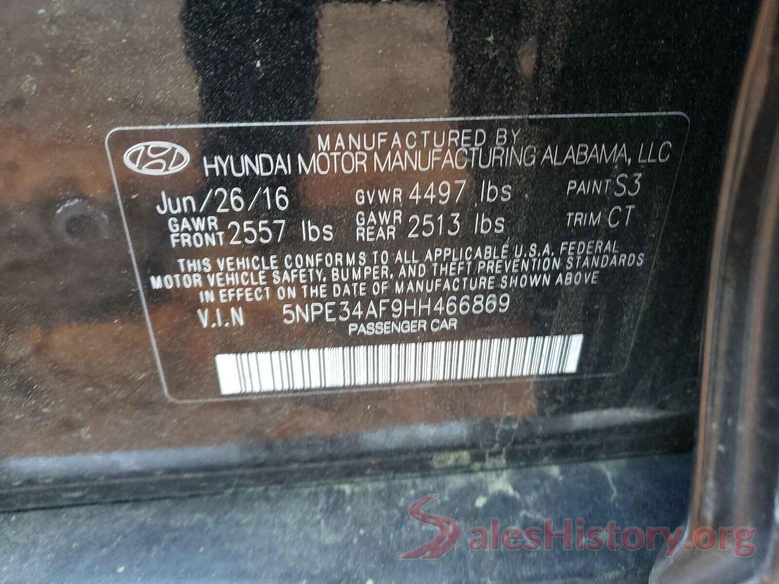 5NPE34AF9HH466869 2017 HYUNDAI SONATA