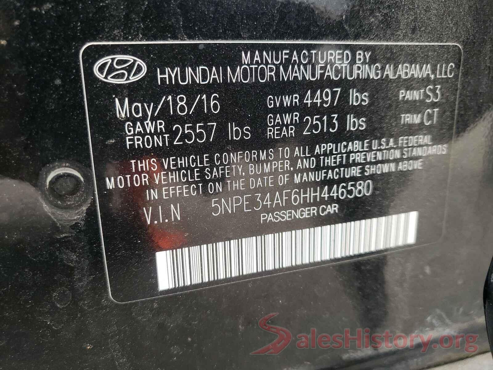 5NPE34AF6HH446580 2017 HYUNDAI SONATA