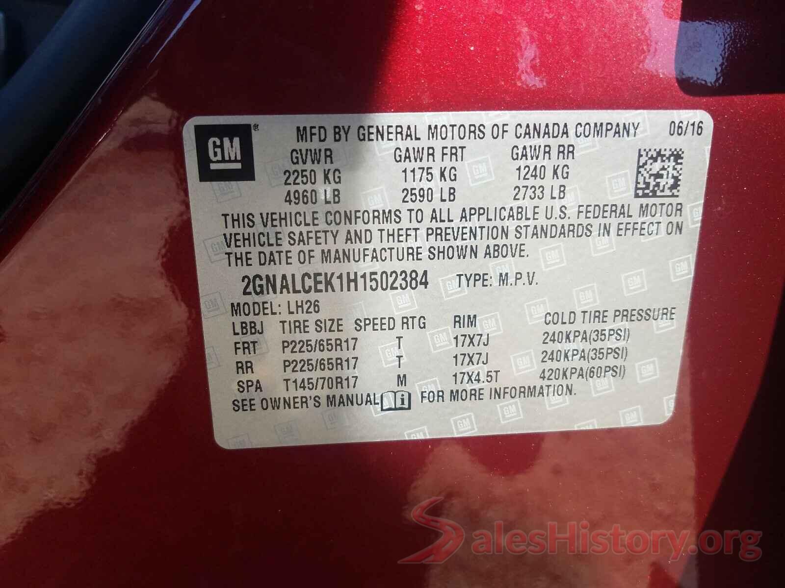 2GNALCEK1H1502384 2017 CHEVROLET EQUINOX