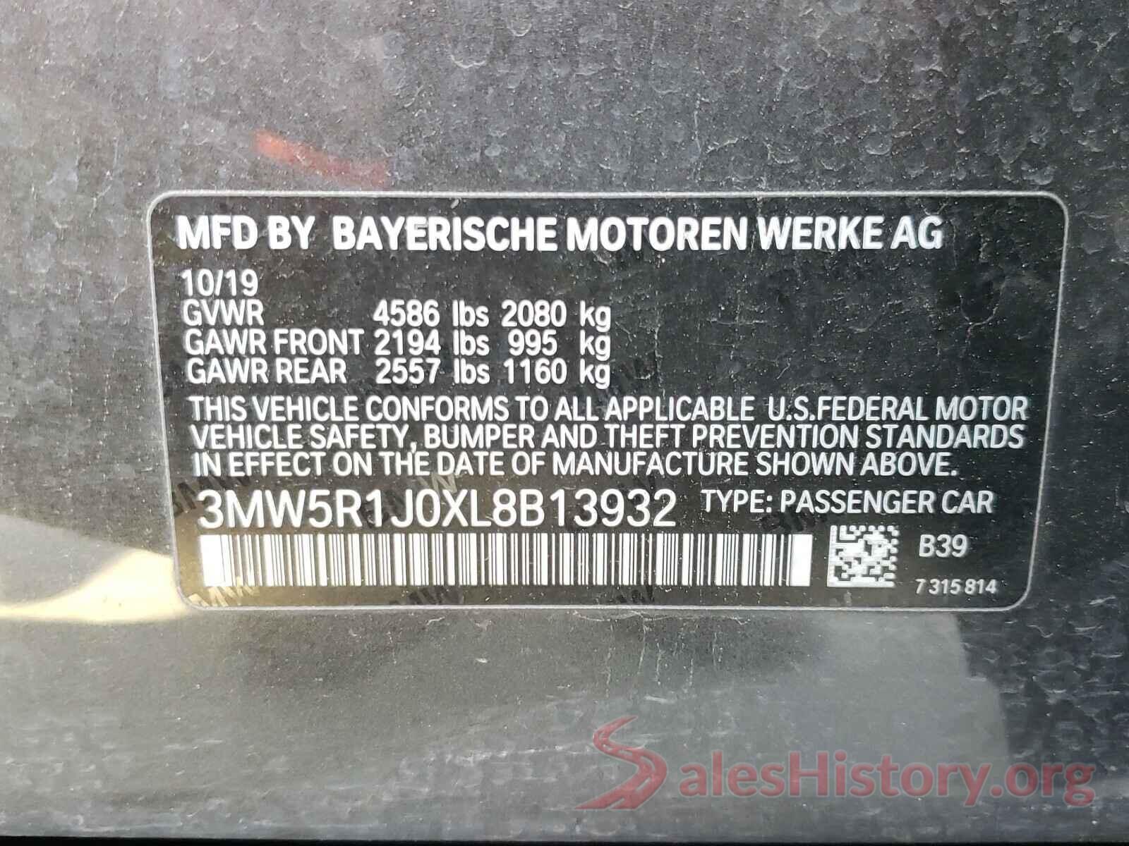 3MW5R1J0XL8B13932 2020 BMW 3 SERIES