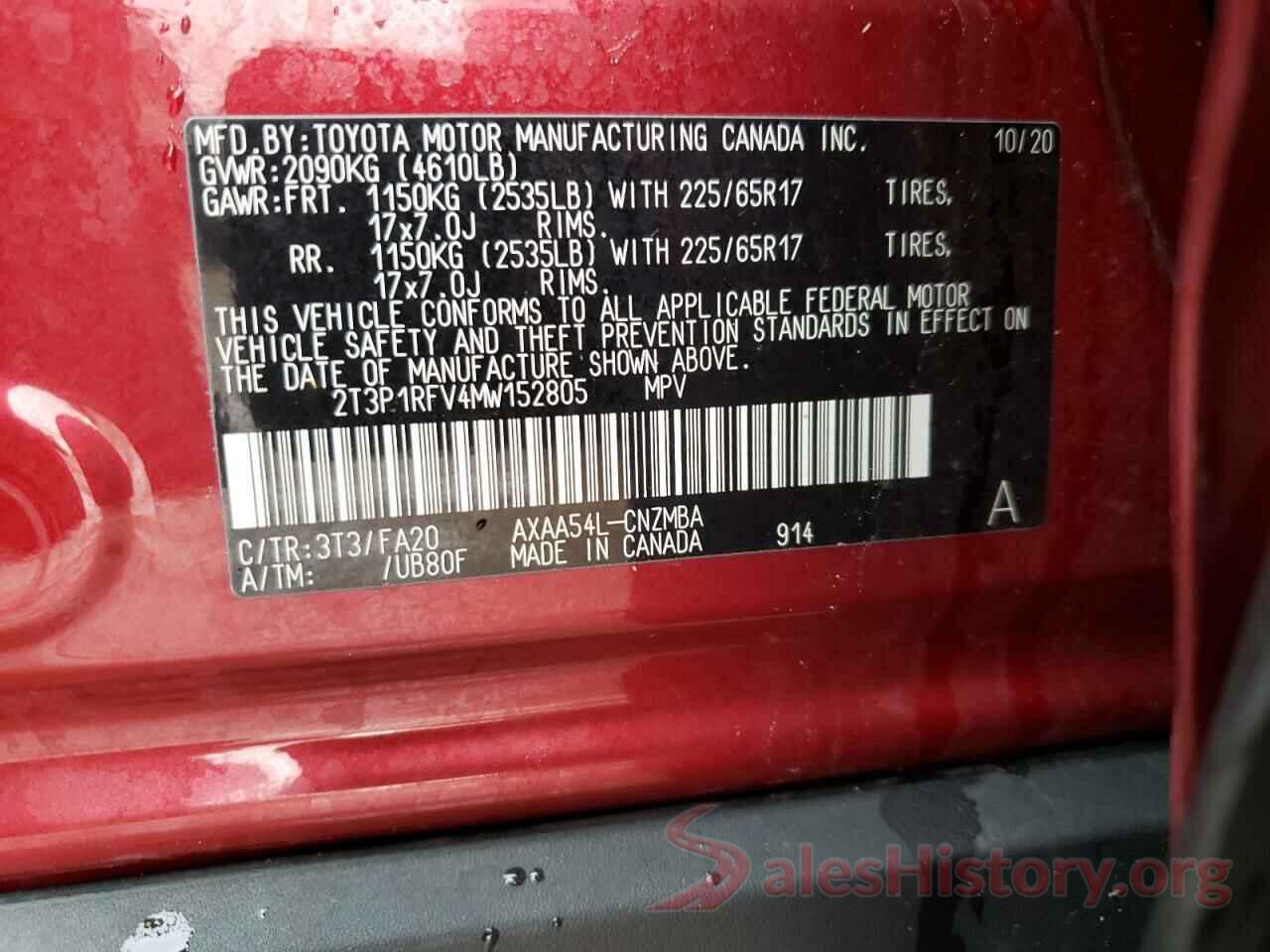 2T3P1RFV4MW152805 2021 TOYOTA RAV4