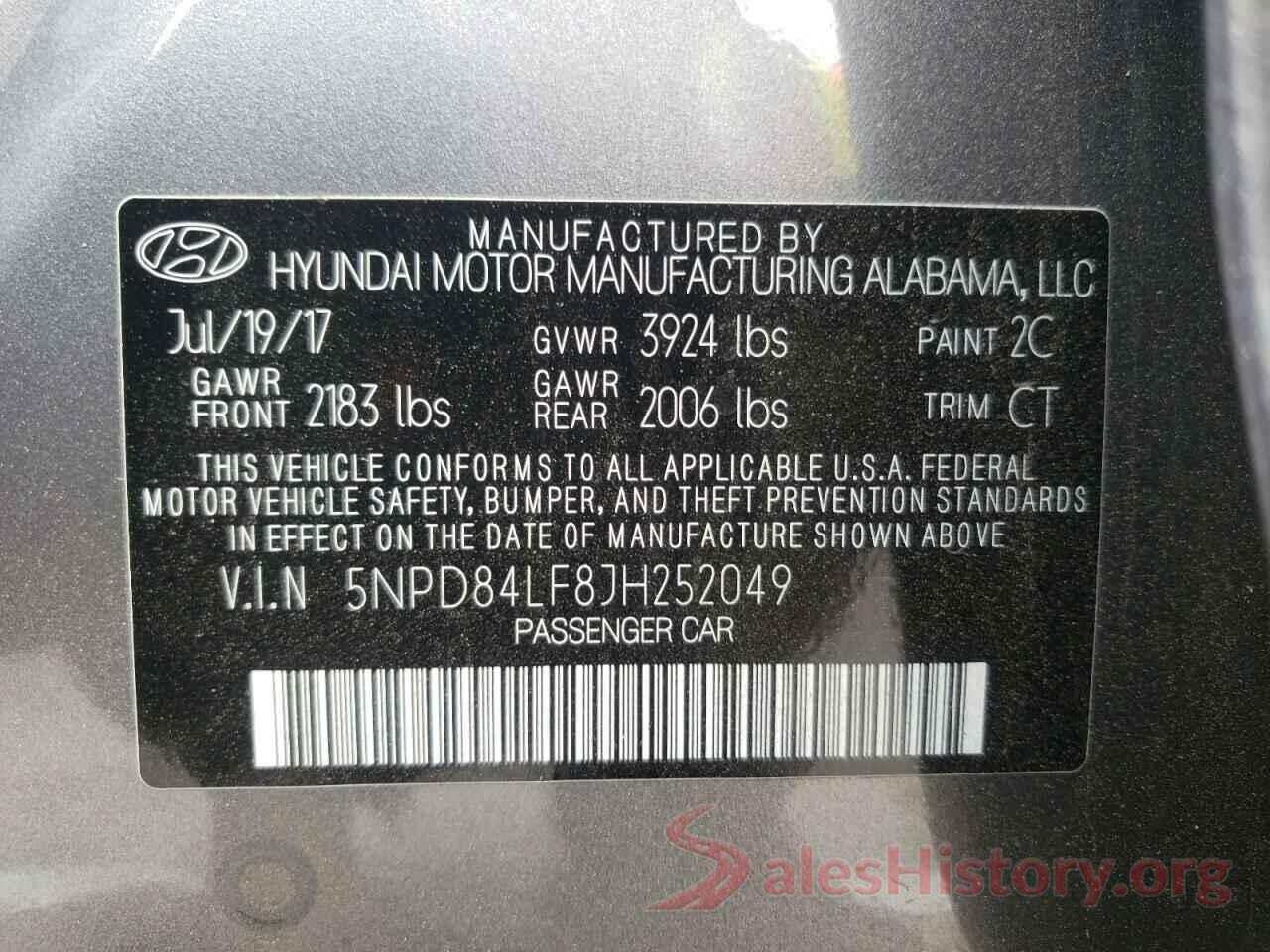 5NPD84LF8JH252049 2018 HYUNDAI ELANTRA