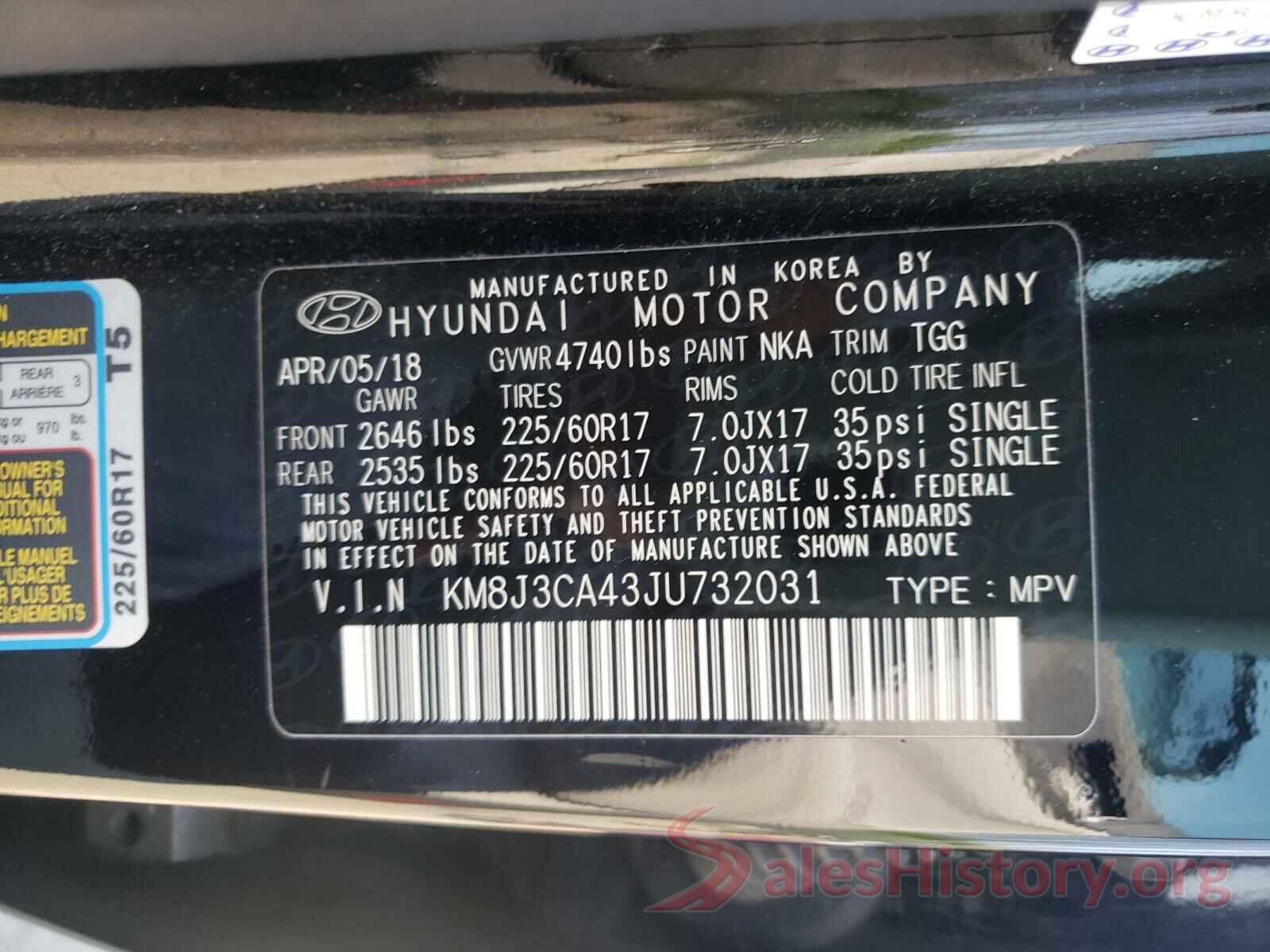 KM8J3CA43JU732031 2018 HYUNDAI TUCSON