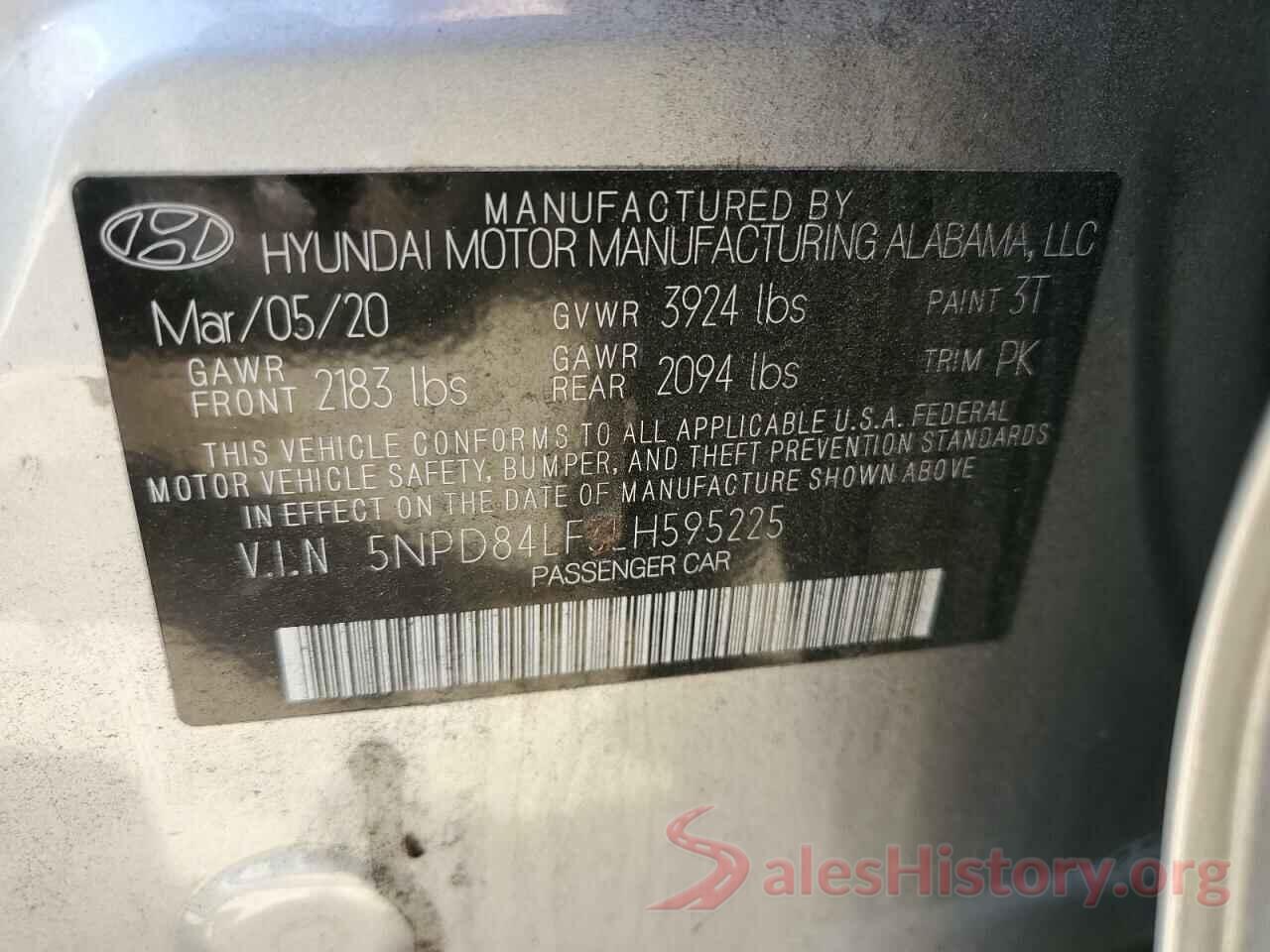 5NPD84LF3LH595225 2020 HYUNDAI ELANTRA