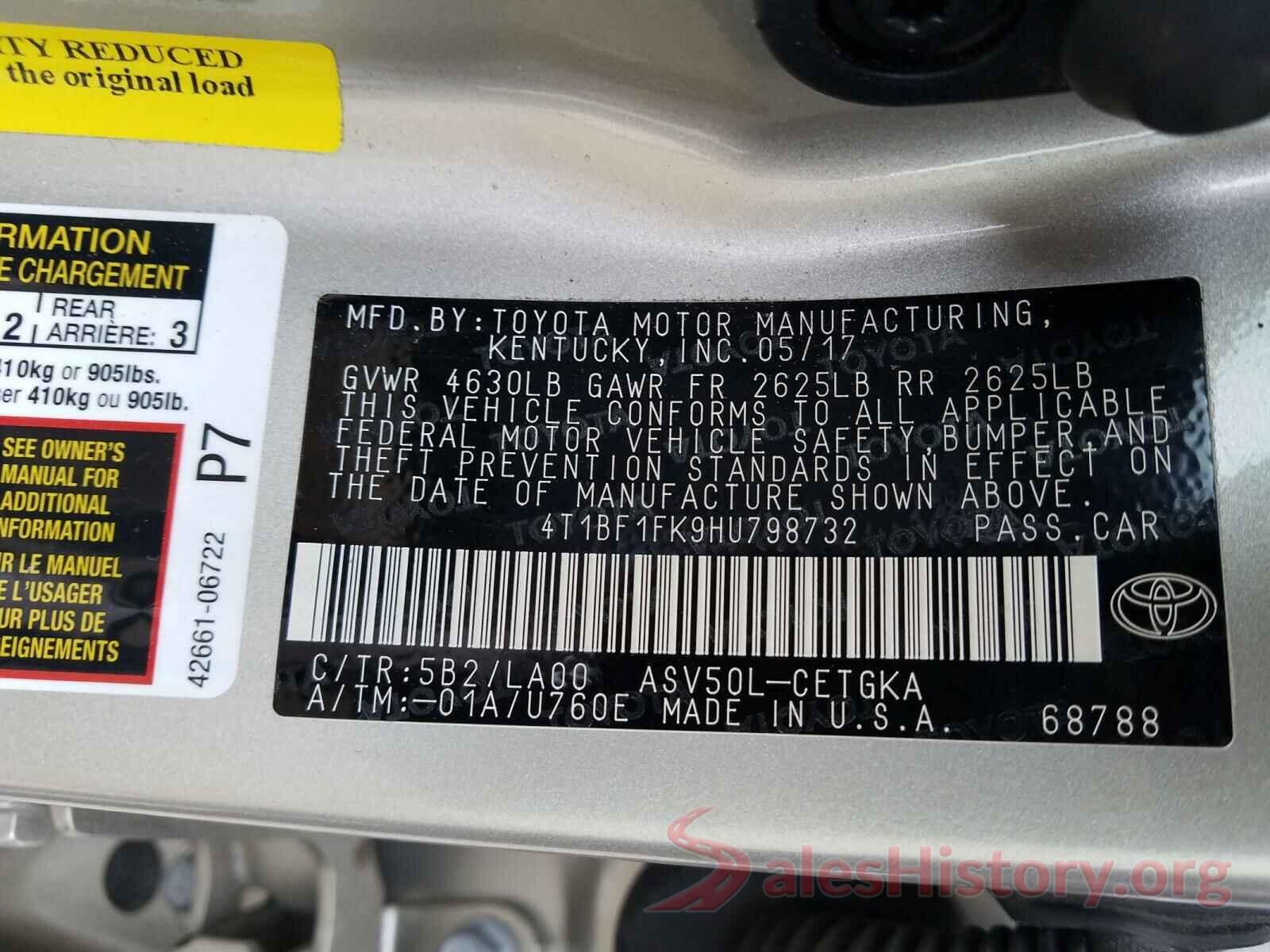 4T1BF1FK9HU798732 2017 TOYOTA CAMRY