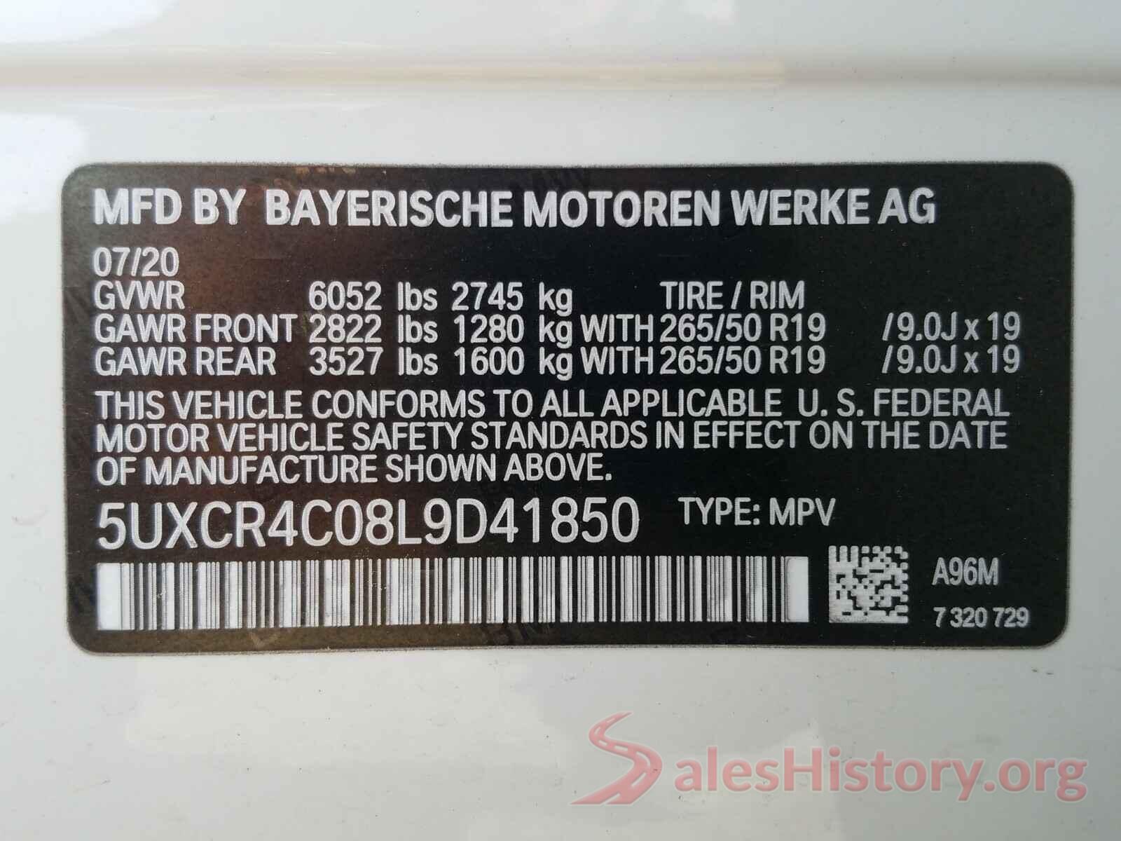 5UXCR4C08L9D41850 2020 BMW X5