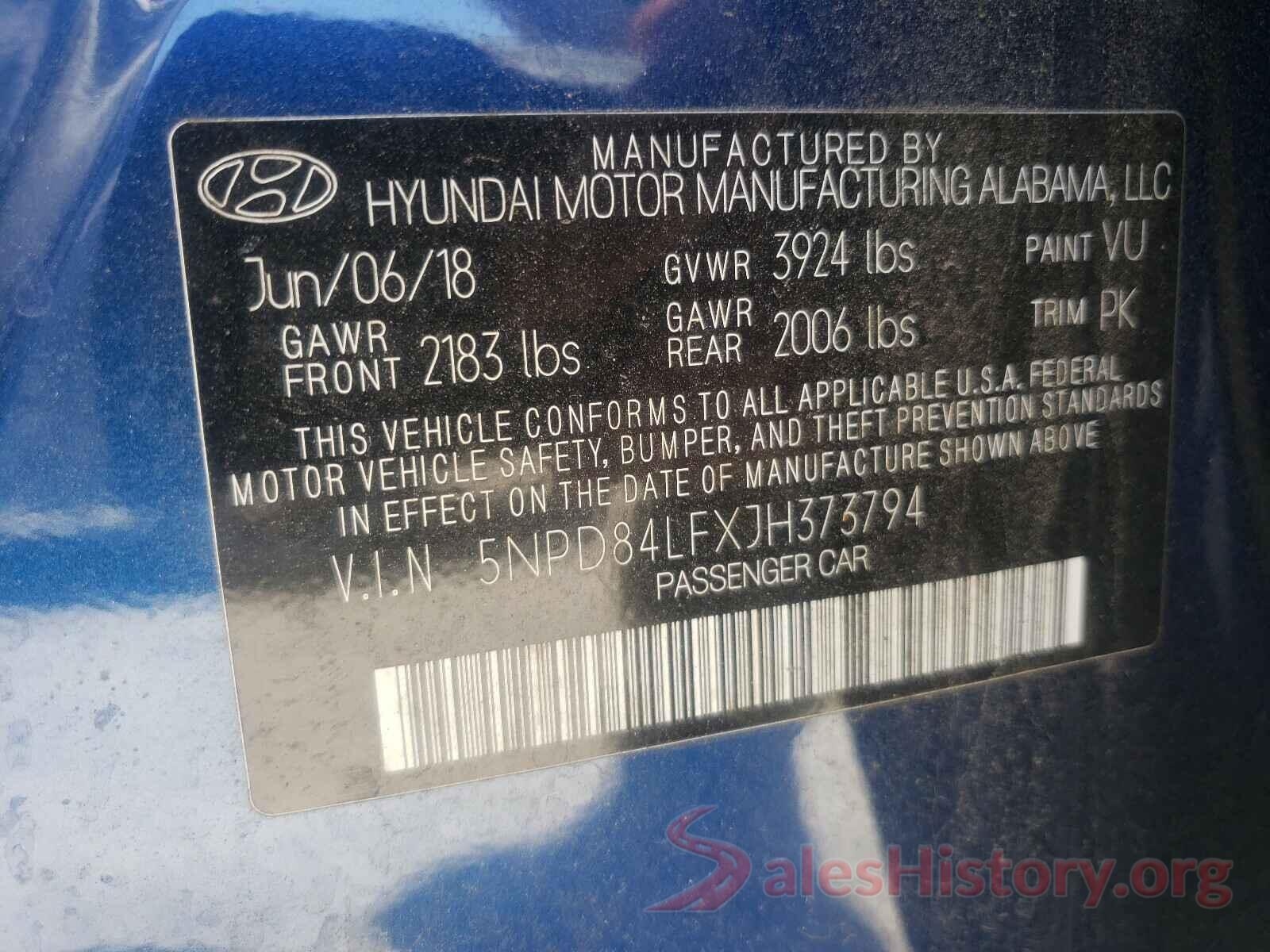 5NPD84LFXJH373794 2018 HYUNDAI ELANTRA