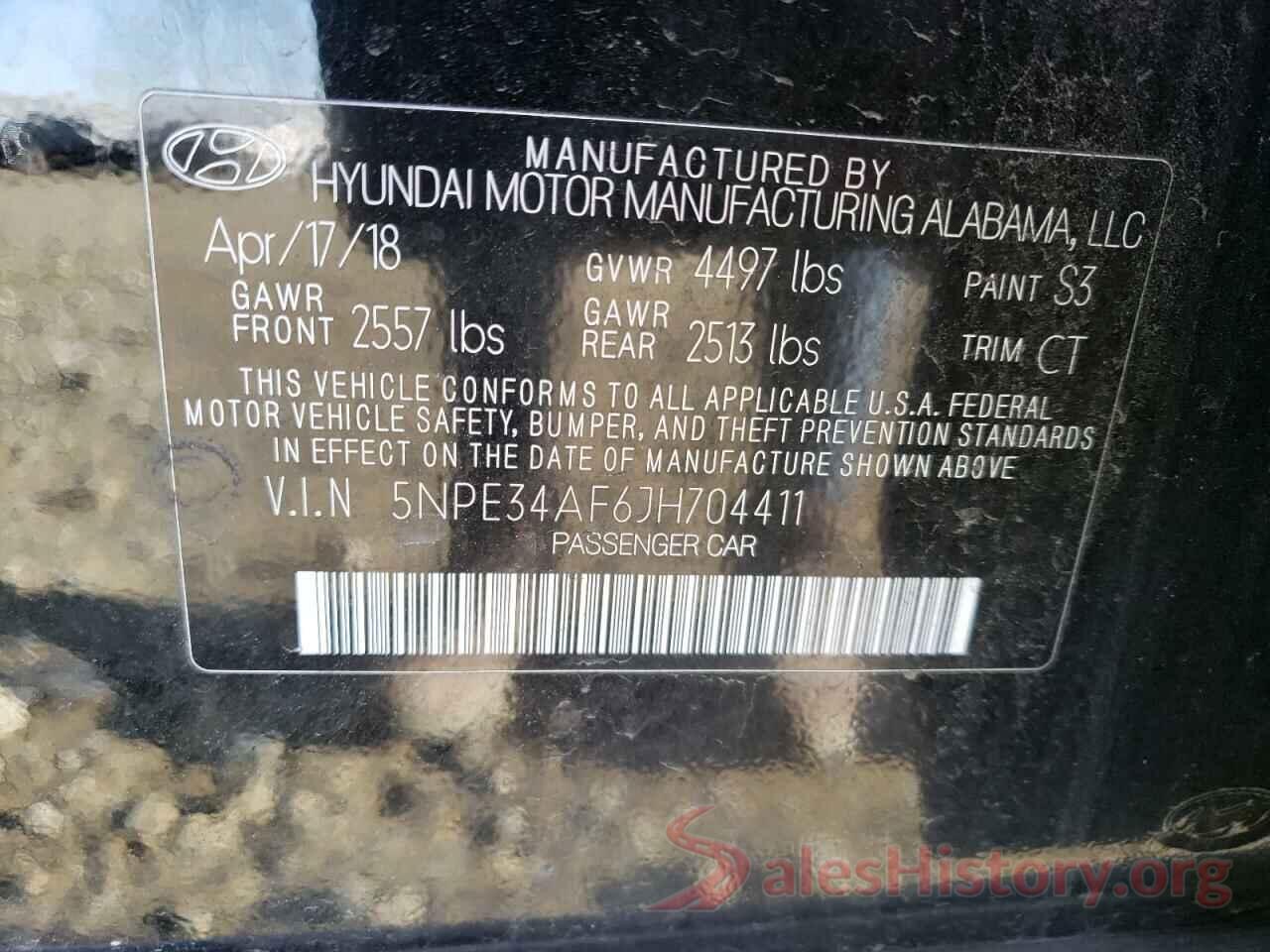 5NPE34AF6JH704411 2018 HYUNDAI SONATA