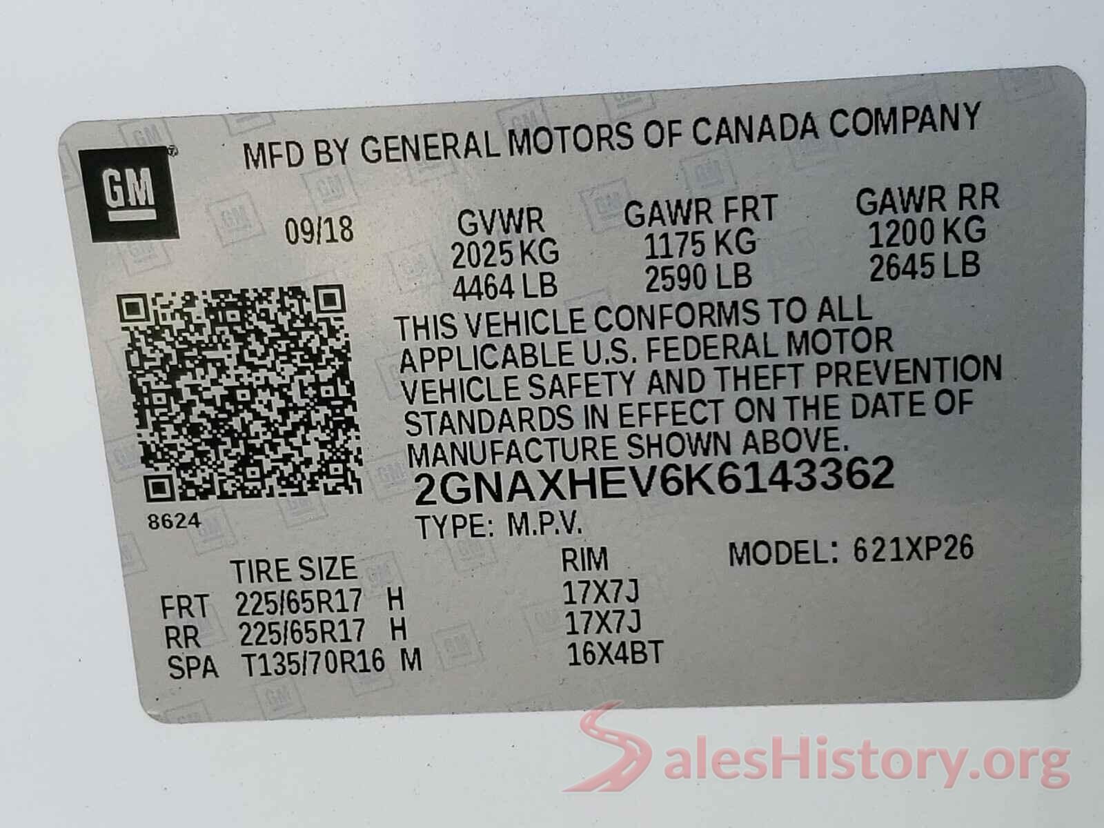 2GNAXHEV6K6143362 2019 CHEVROLET EQUINOX